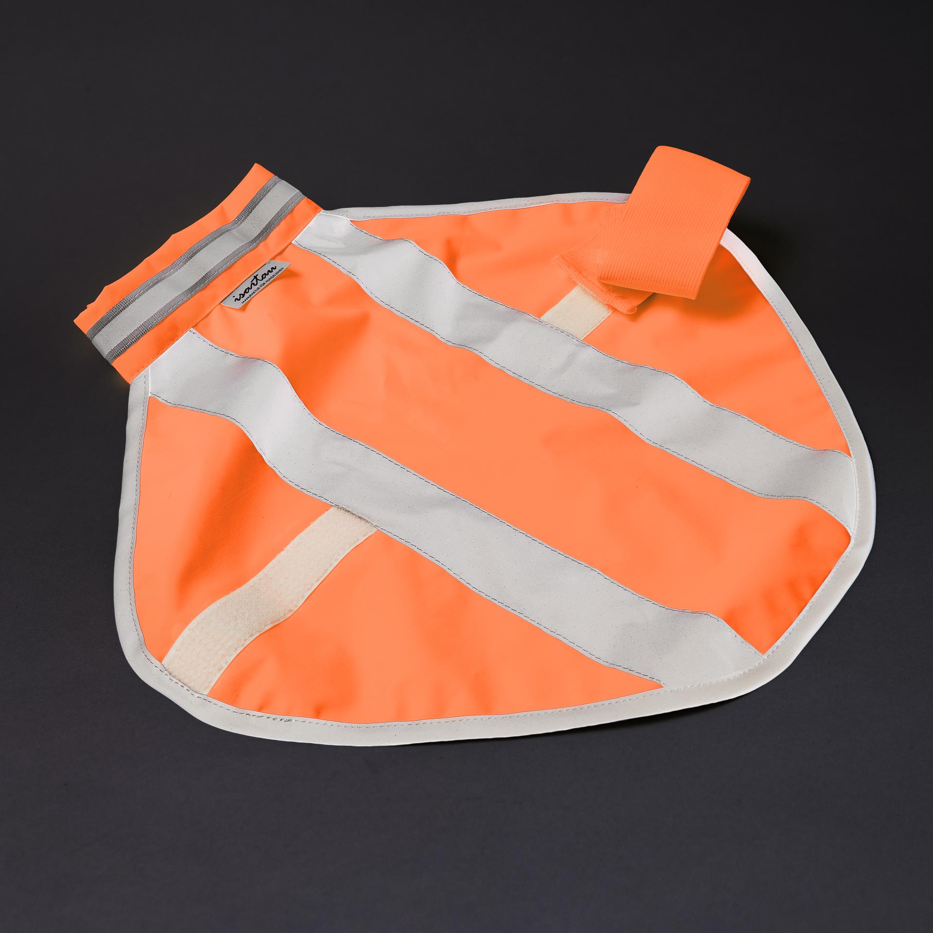 leuchtende neonorangene Warnweste für Hunde