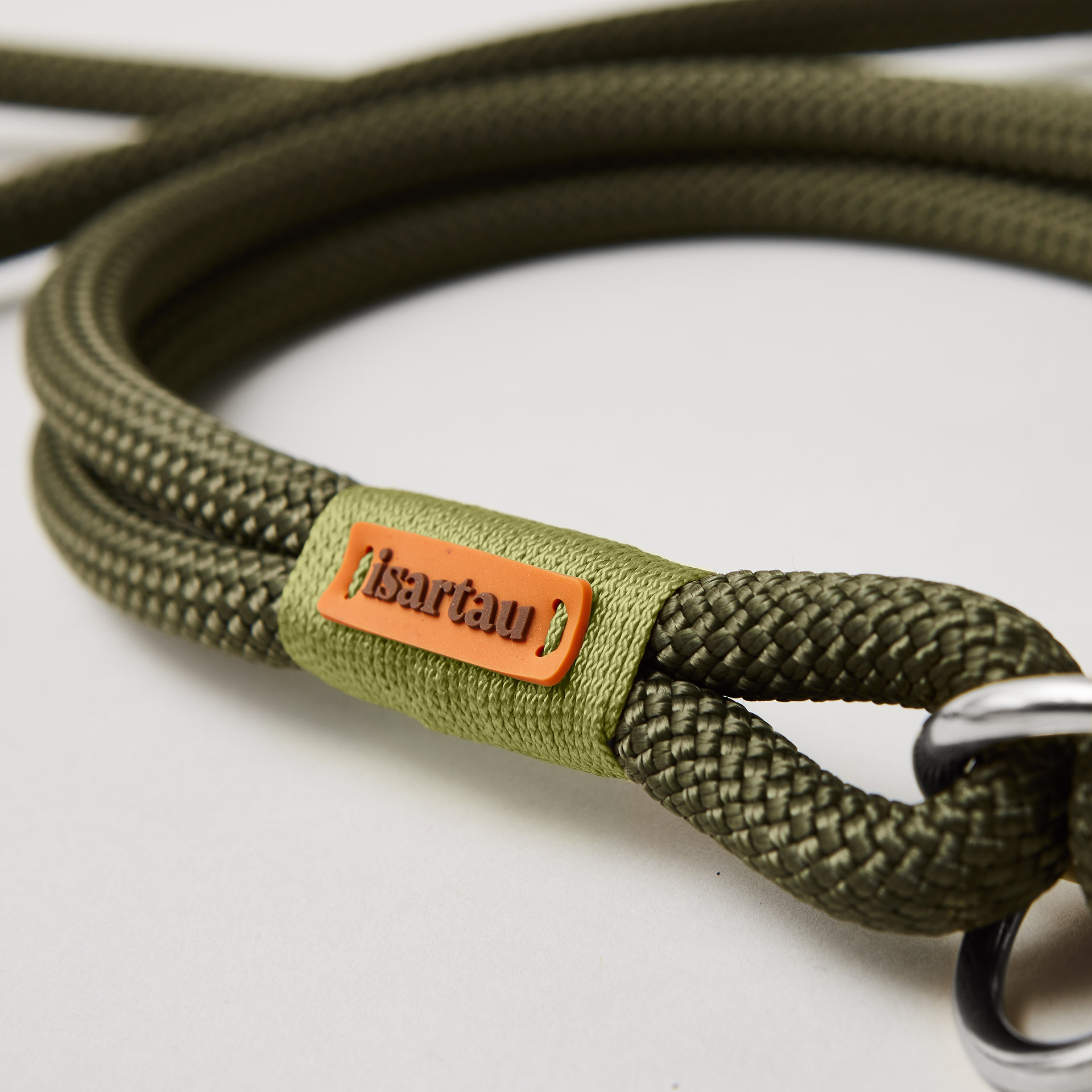 Detail Tau-Halsband Zugstopp Olive Grove Moos, Kletterseil, silberfarben