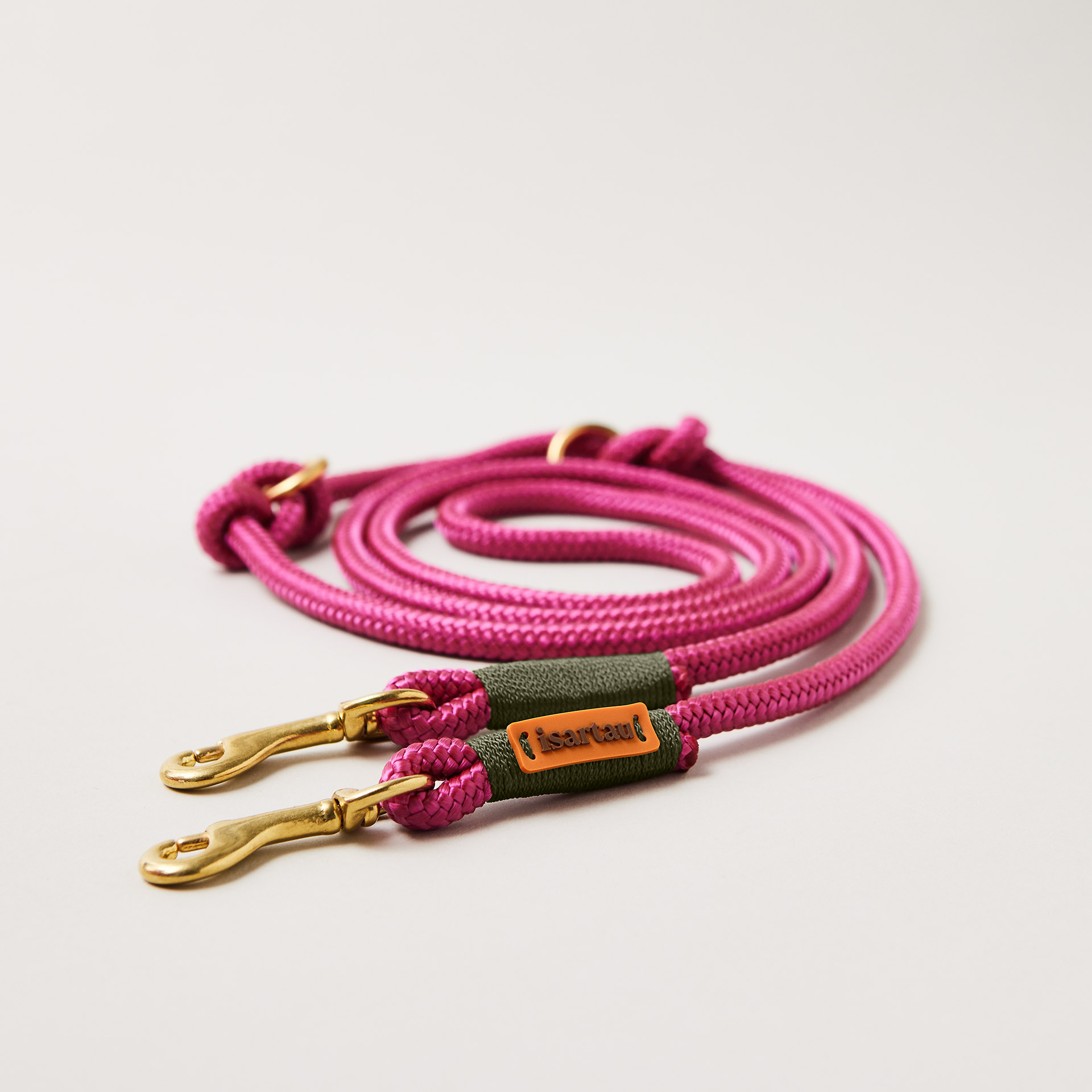 Tauleine Viva Magenta OLIV, verstellbar mit leichten Messing-Karabinern, farblich abgestimmt in Magenta und Oliv, längenverstellbar