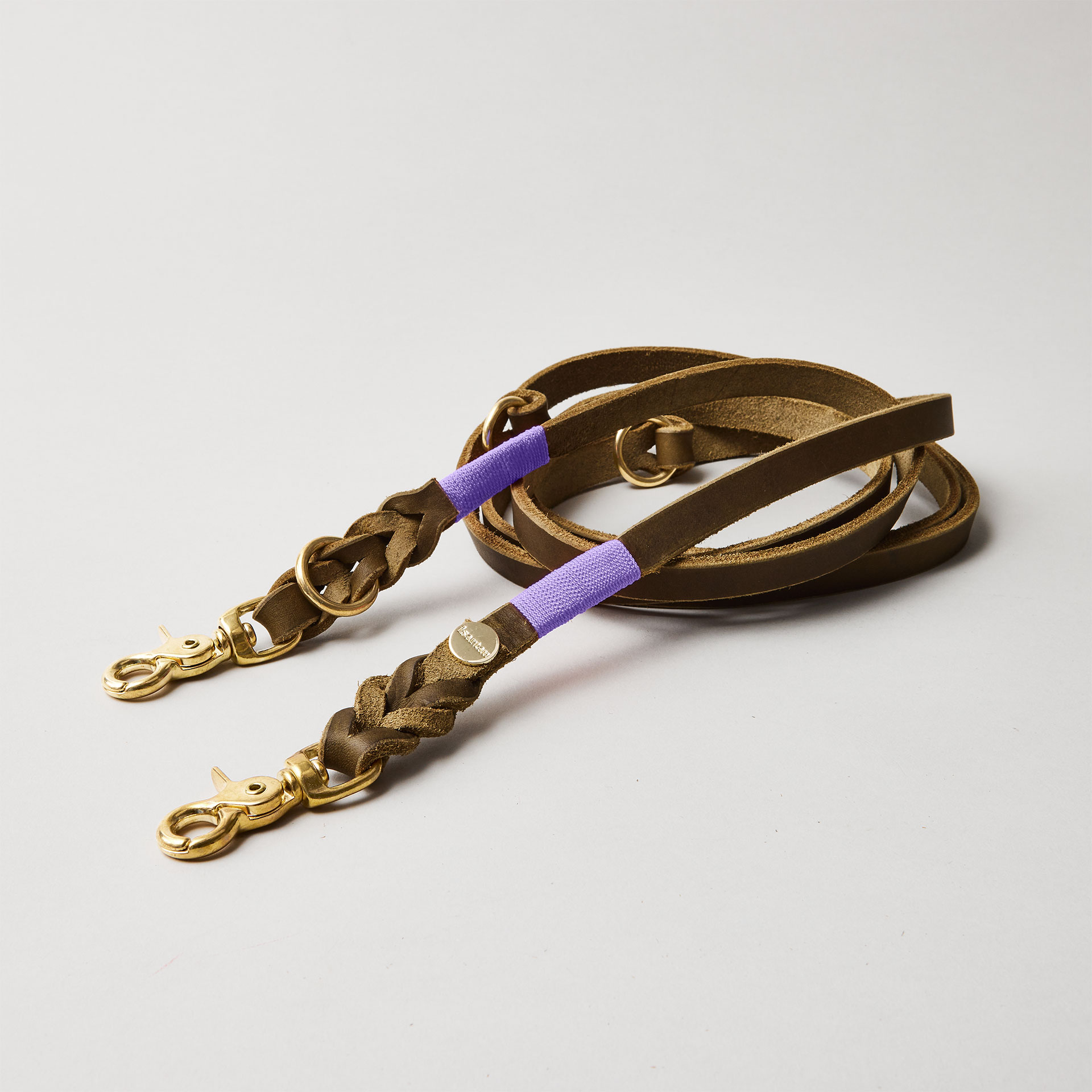 Lederleine SPORTY 190 cm, OLIV (Standard Leine)