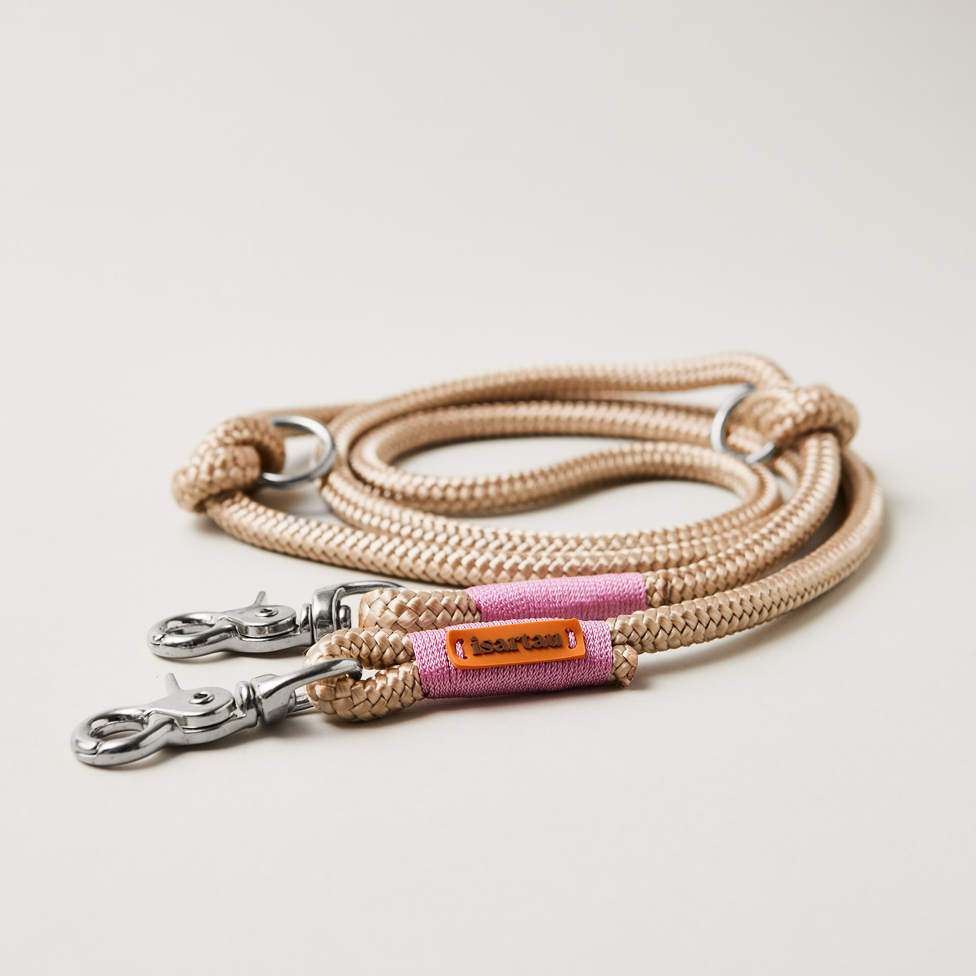 Beige Tauleine Wood Owl Rose, 10 mm, verstellbar mit silberfarbenen Karabinern, längenverstellbar