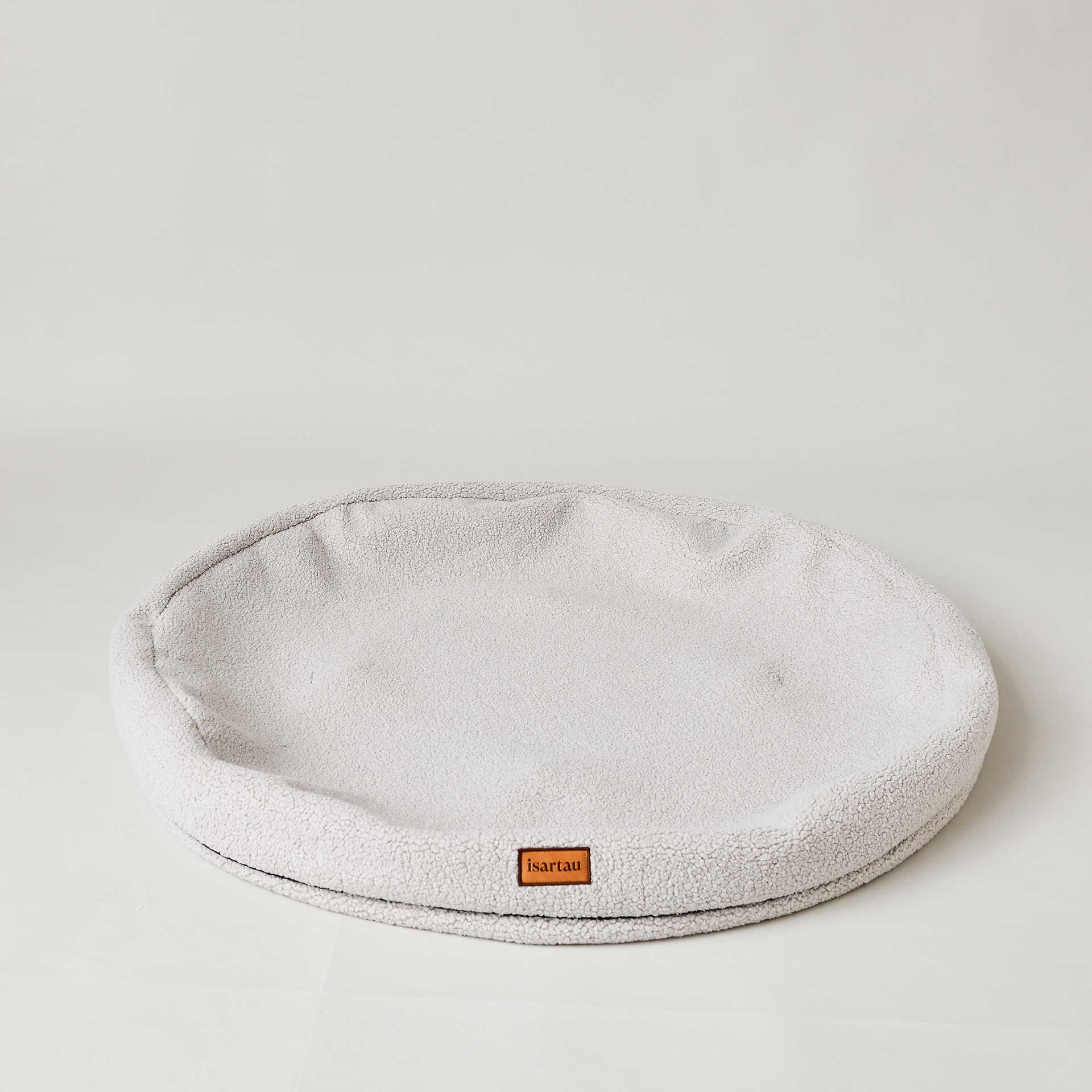 Wechselbezug für rundes orthopädisches Hundebett Bagelbettchen, Material Teddystoff Hellgrau