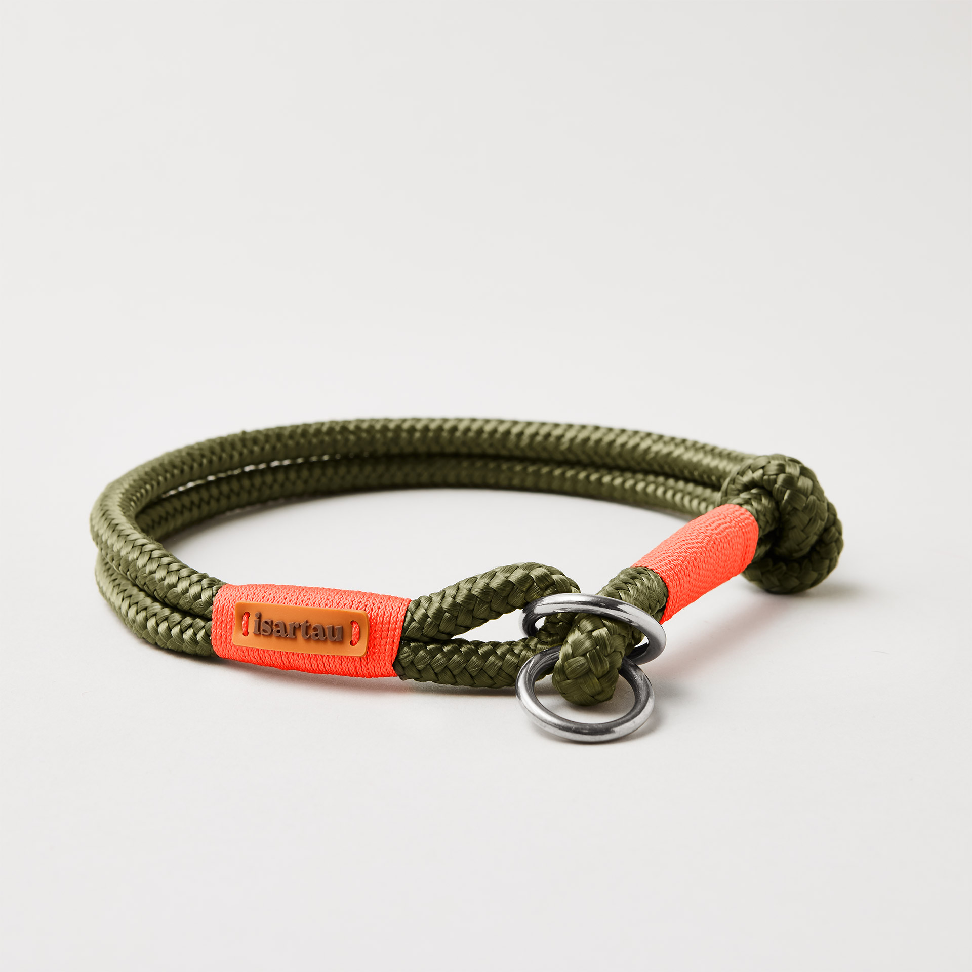 Tauhalsband Modell Zugstopp Olive Grove Neonorange, Softtau, Edelstahl