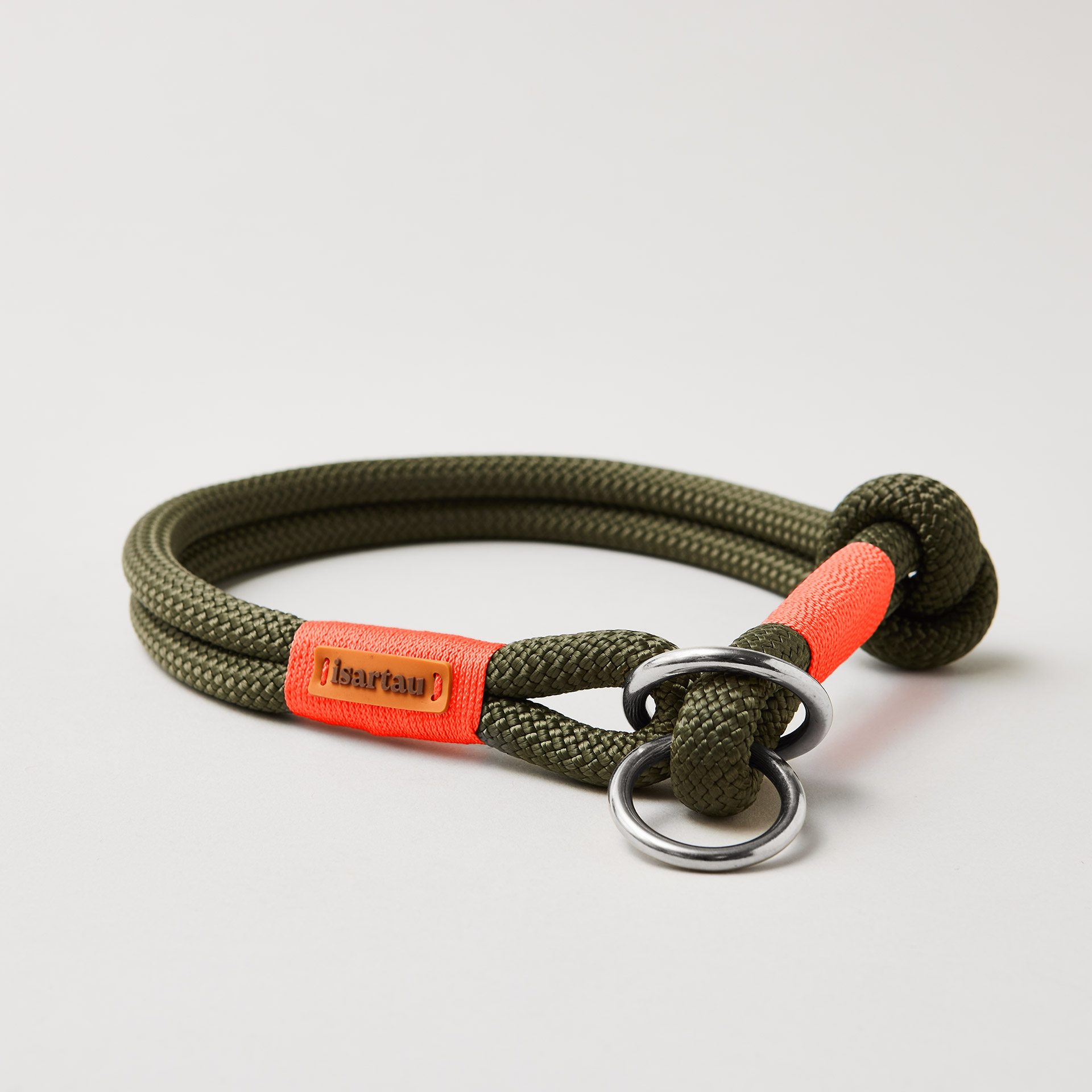 Tauhalsband Modell Zugstopp Olive Grove Neonorange, Kletterseil, Edelstahl