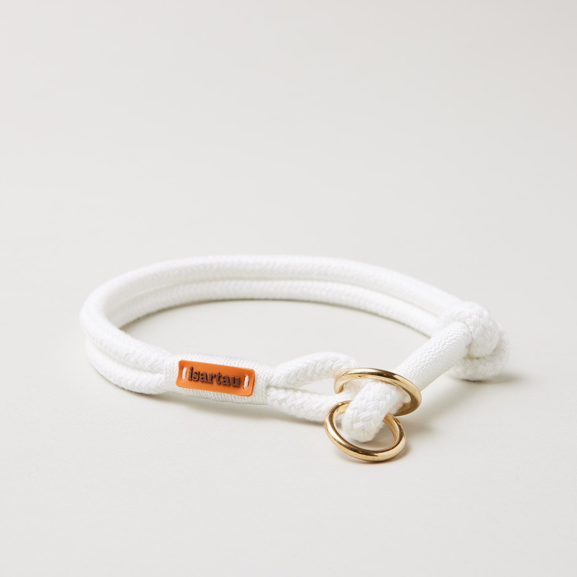 Tauhalsband Zugstopp Pure Breeze Weiß mit Messing-Beschlägen, weißes Tau und Takel