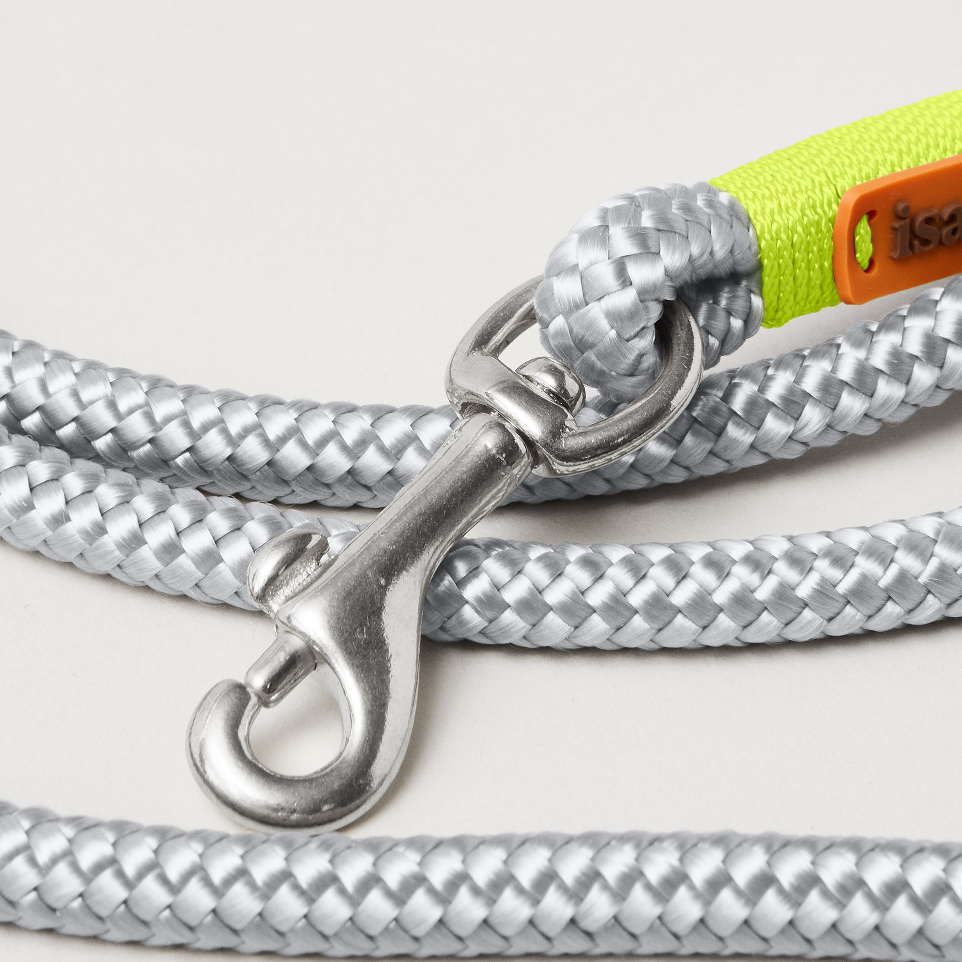 Mini Bolzenkarabiner an Tauleine Pebble Stone Neongelb, 8mm