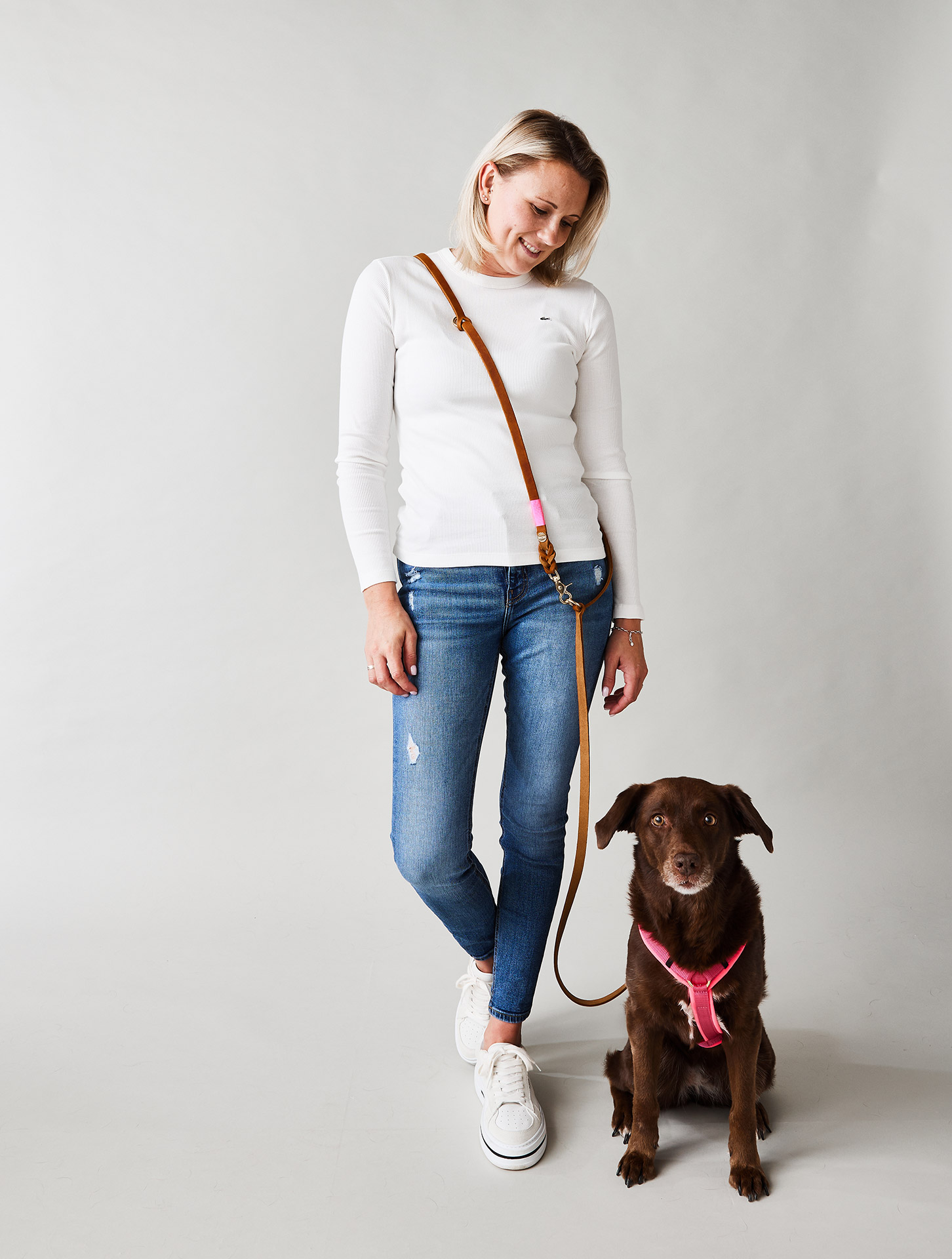 Beispiel für Lederleine Modell Umhängeleine 250cm, 3-fach verstellbar