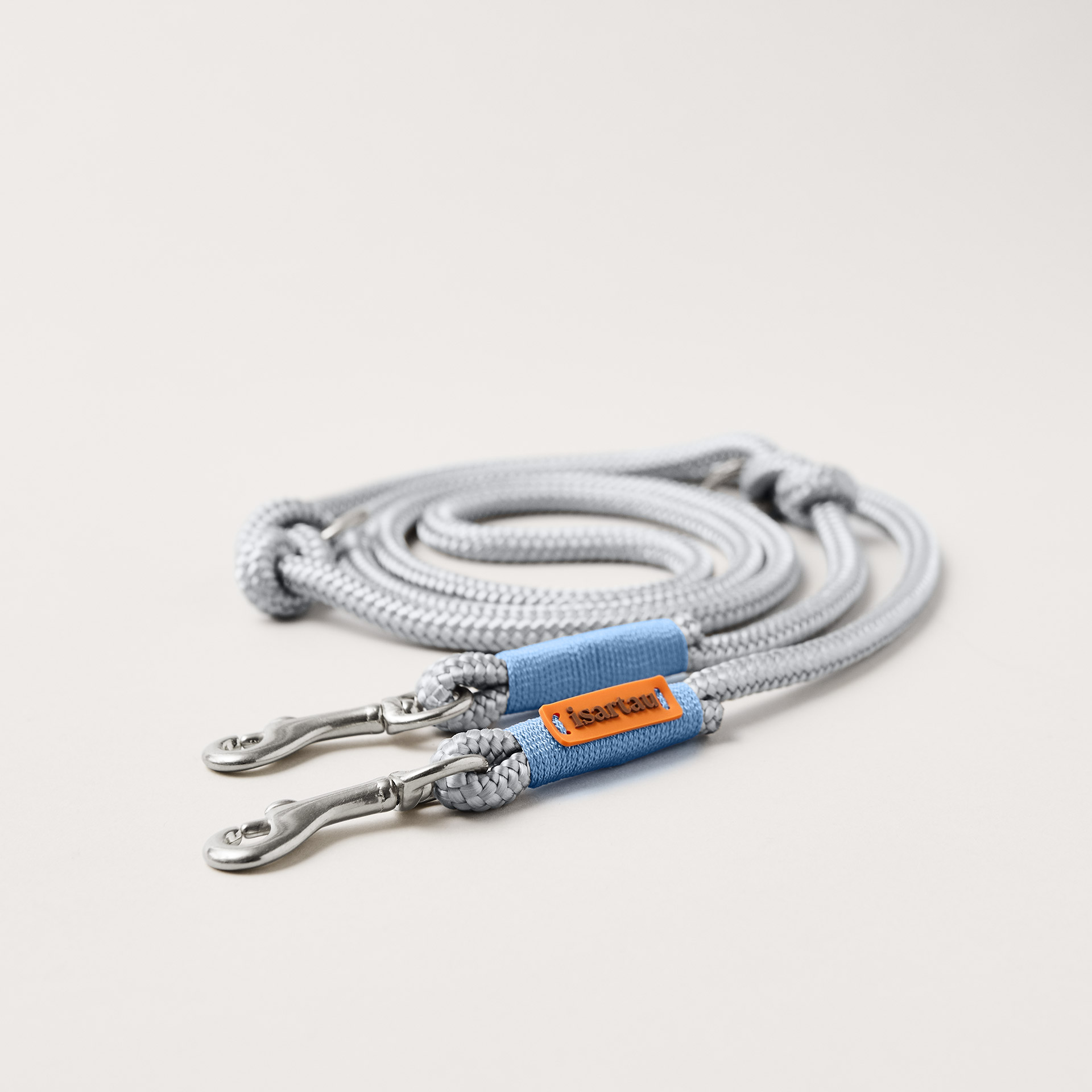 verstellbare Hundeleine Pebble Stone Hellblau, 10 mm, silberfarben