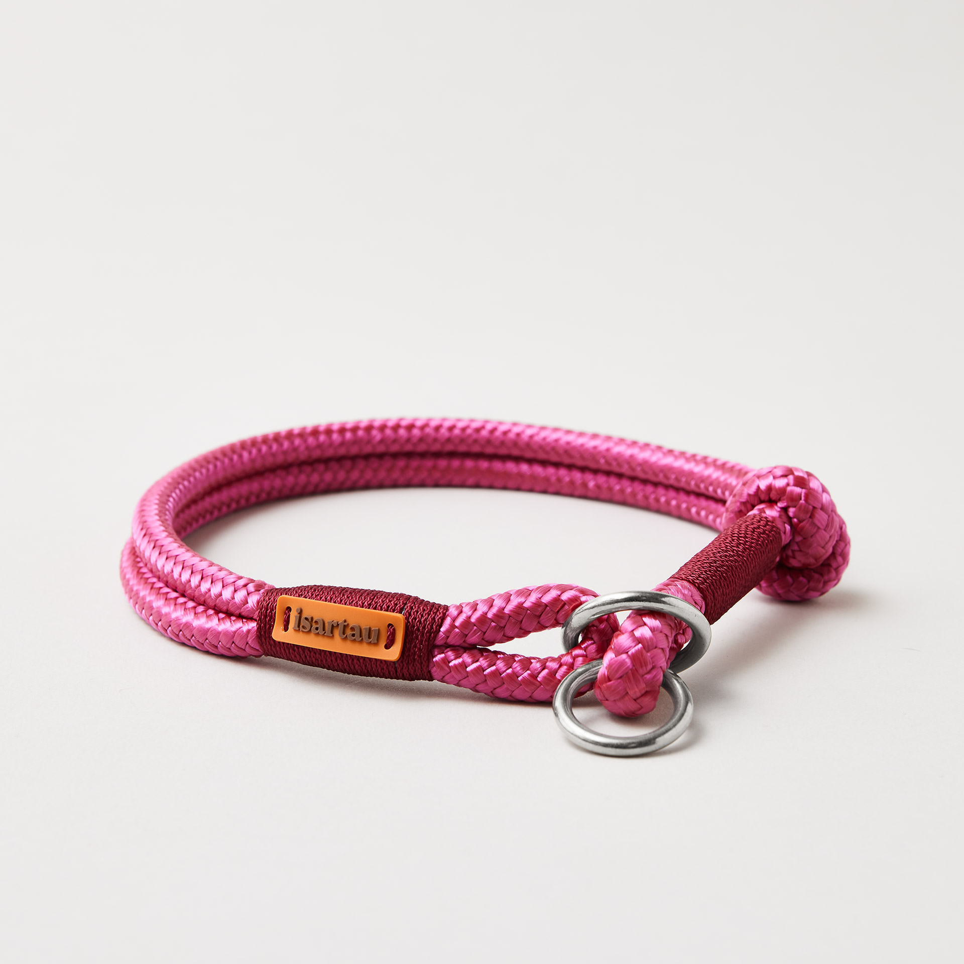 Tauhalsband Zugstopp Viva Magenta Burgunder mit silberfarbenen Beschlägen