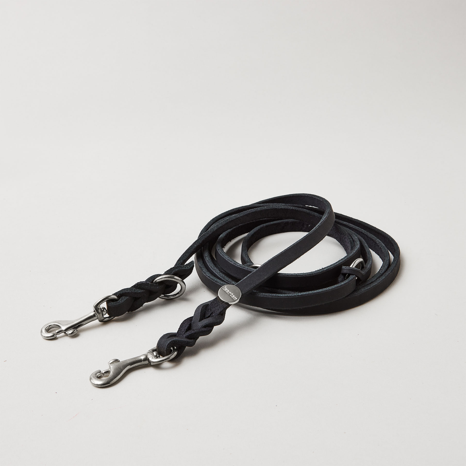 Lederleine PURE 190 cm, SCHWARZ (Standard Leine)