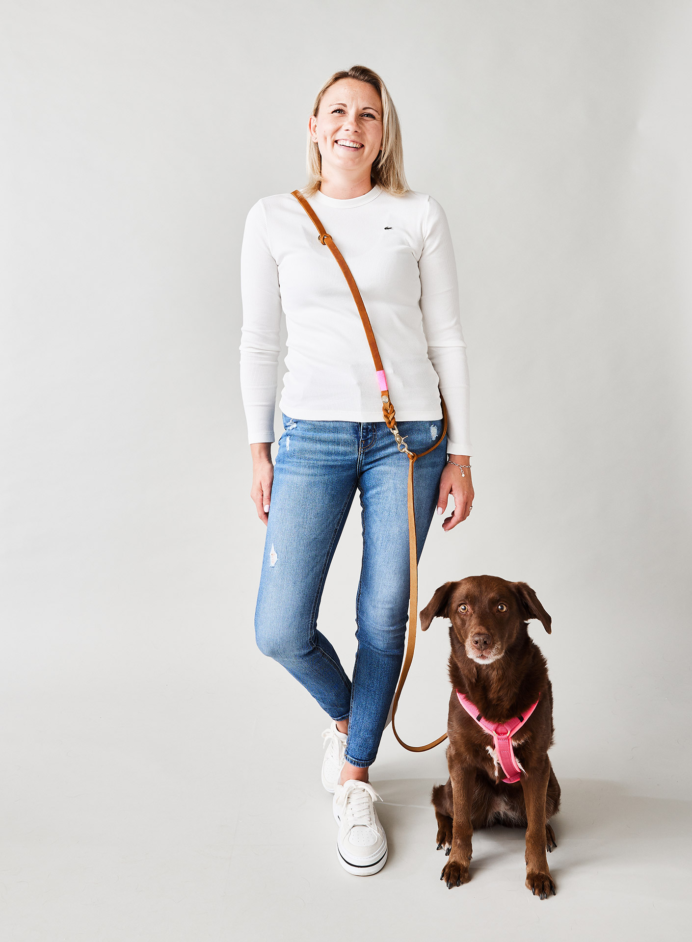 Beispiel für Lederleine Modell Umhängeleine 250cm, 3-fach verstellbar