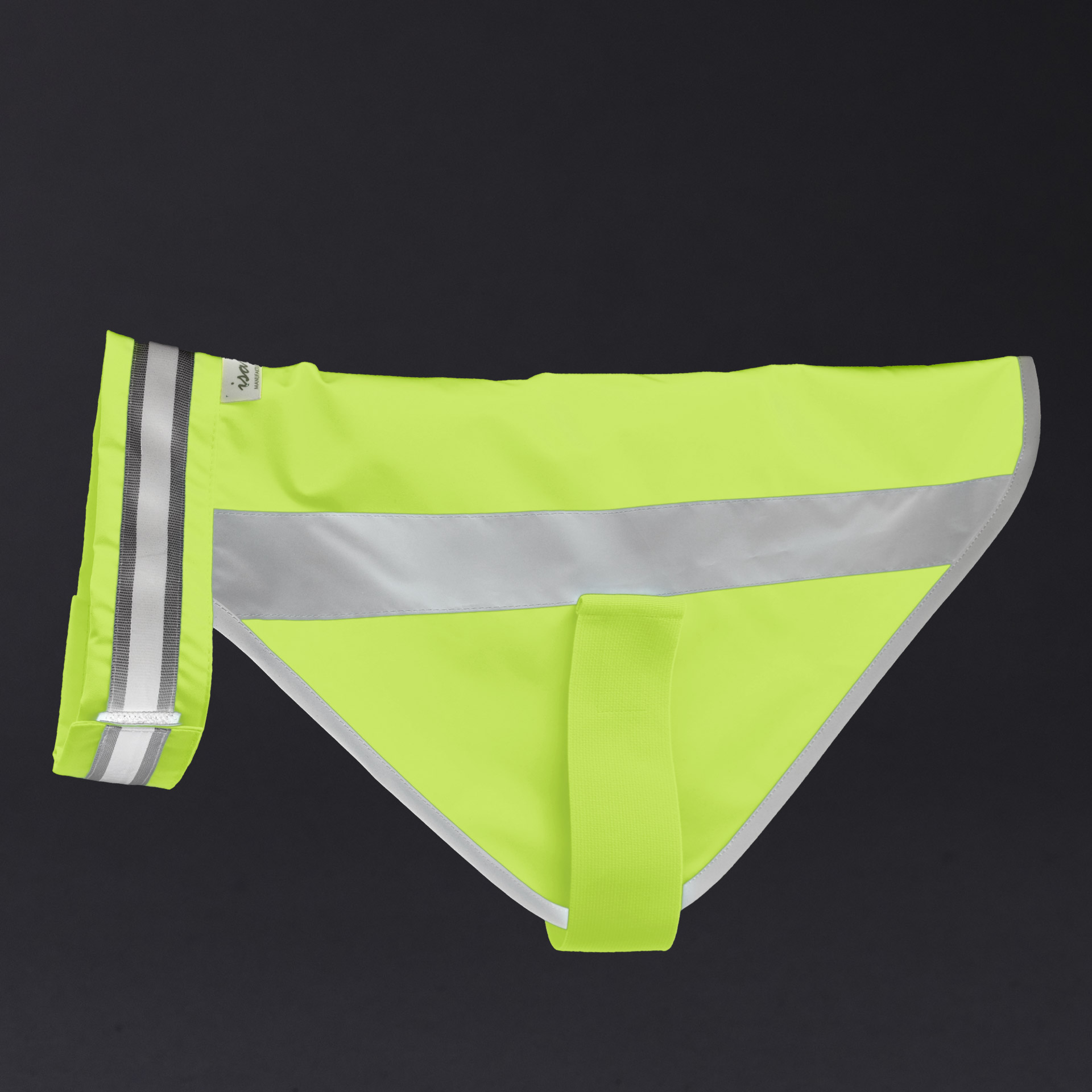 Neongelbe Warnweste auf dunklem