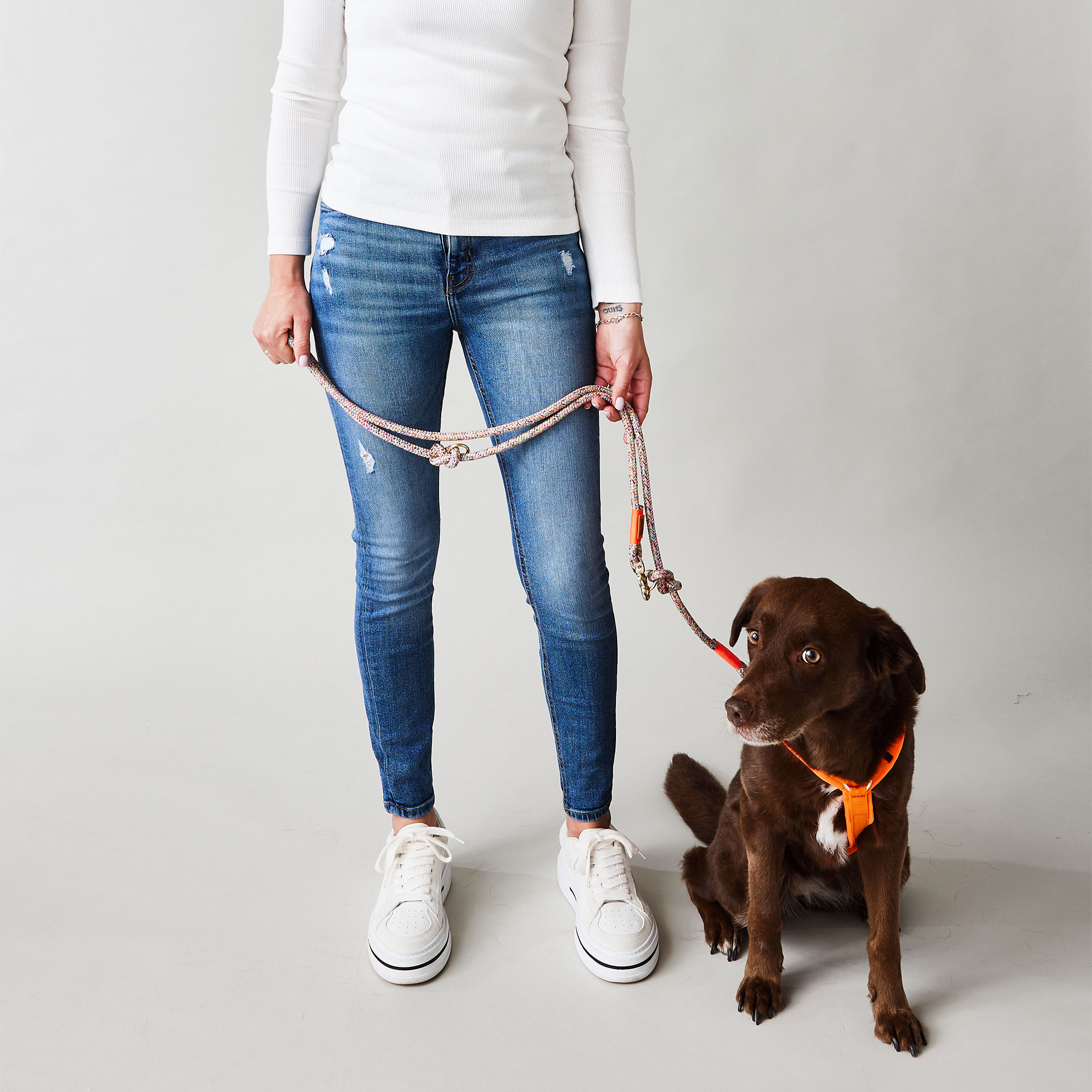 Größenvergleich - Tauleine 190 cm an Person 175 cm