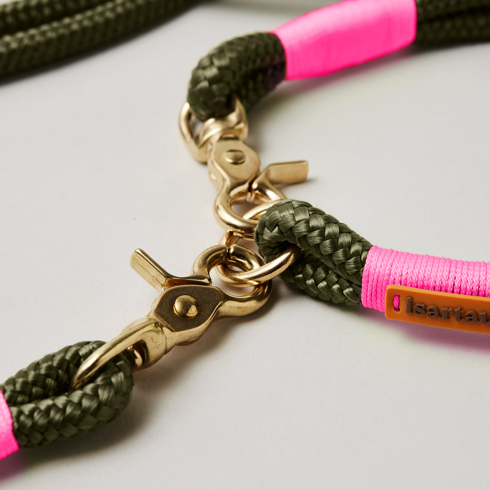 Scherenkarabiner in Messing, Tauset Olive Grove Neonoink, Softtau