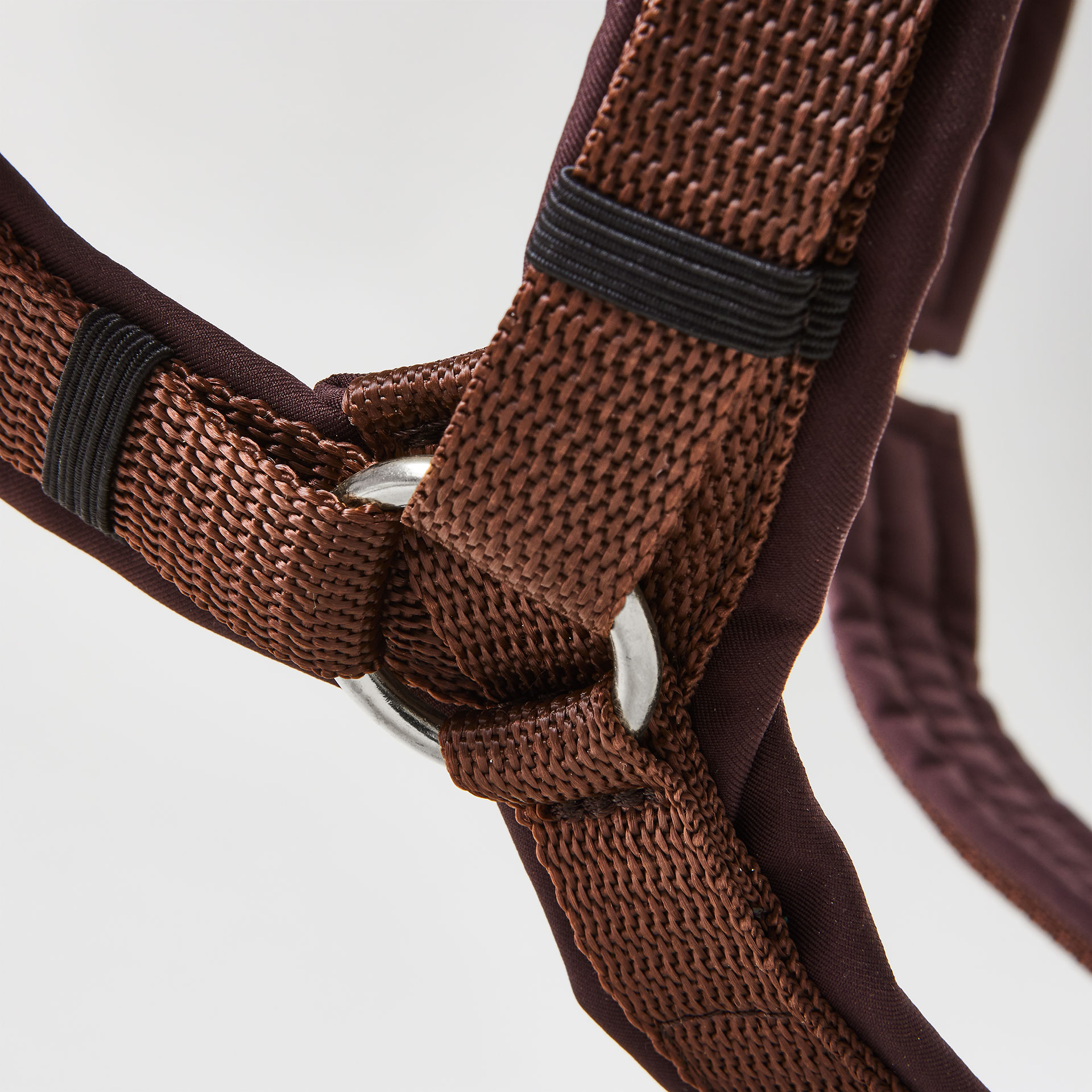 Gepolstertes Hundegeschirr in Y-Form in Dunkelbraun mit silberfarbenen Beschlägen