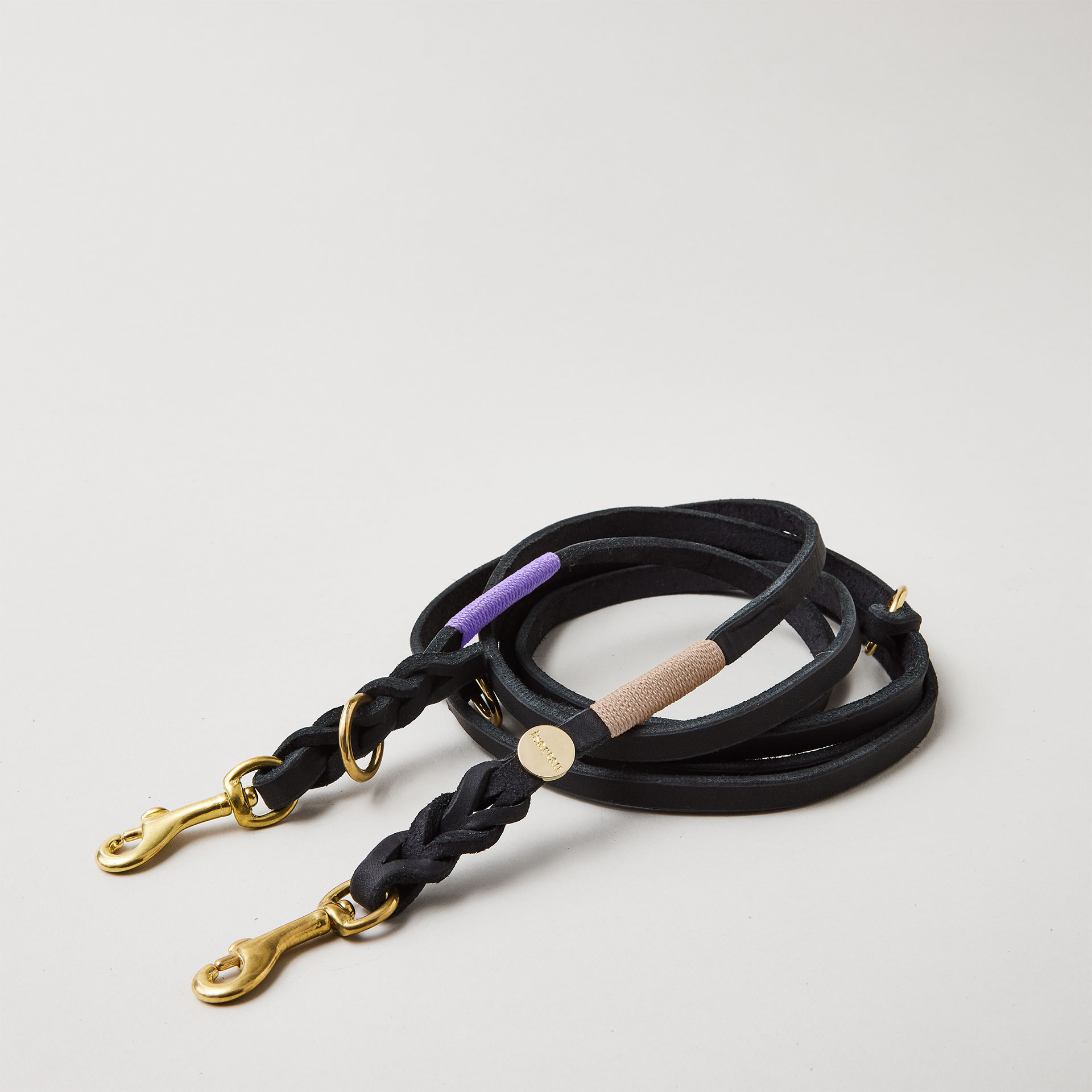 Lederleine SPORTY 190 cm, SCHWARZ (Standard Leine)