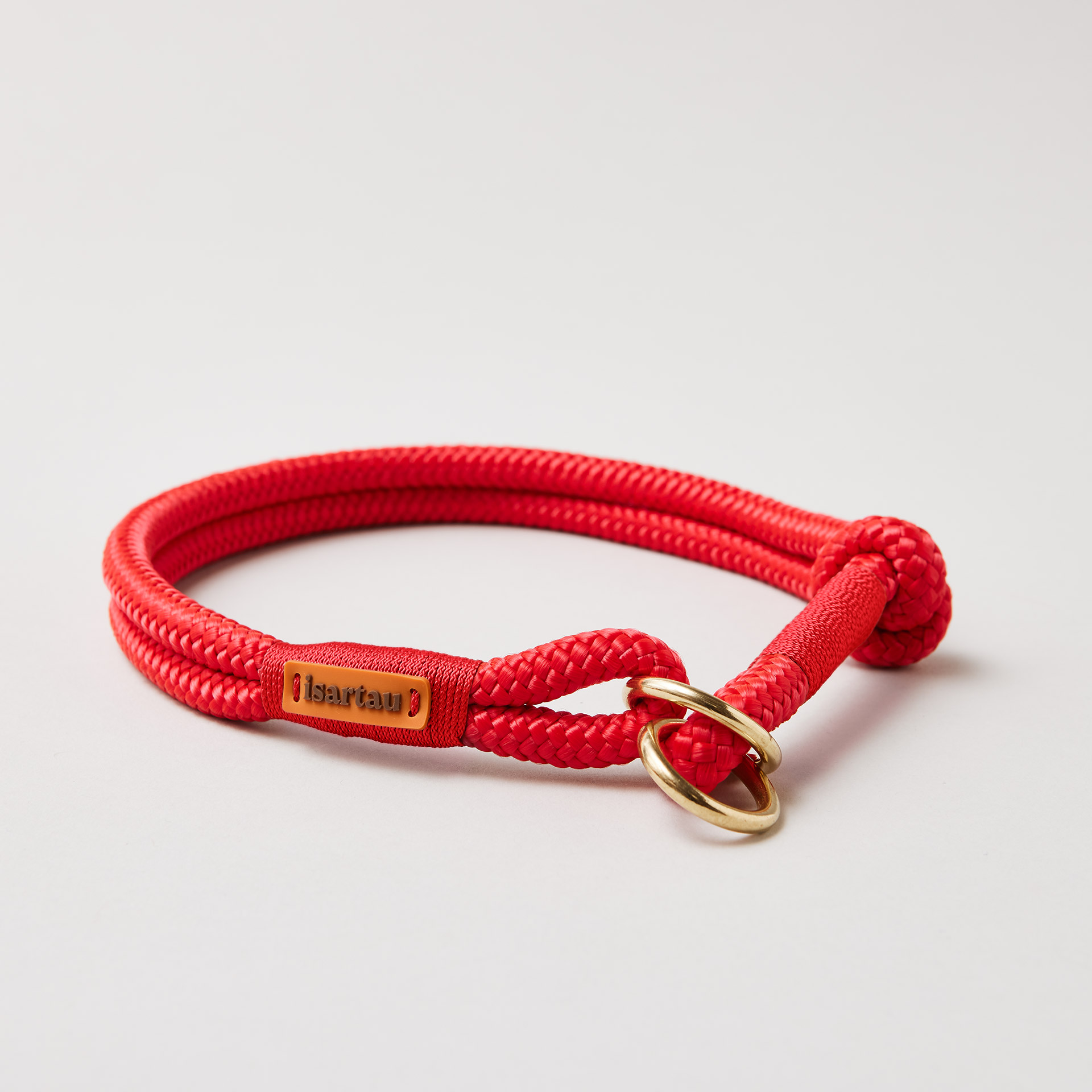 rotes Tauhalsband Zugstopp Red Fairy Rot mit Messing-Beschlägen