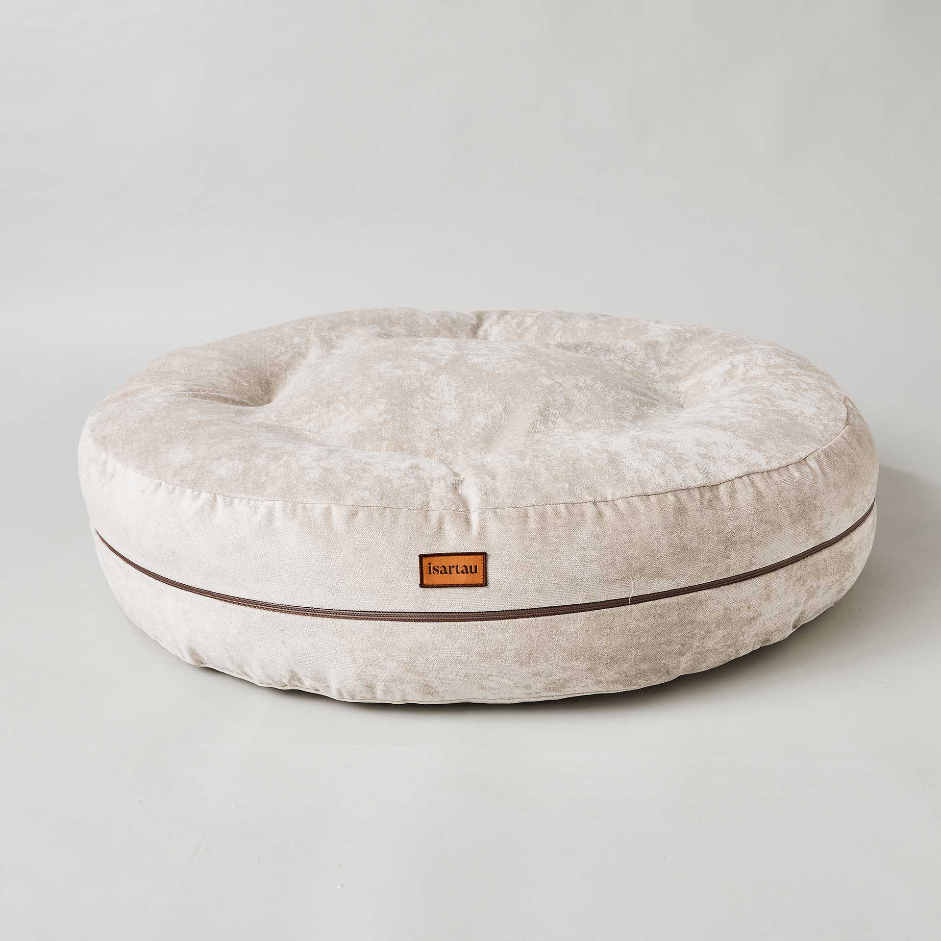 Hundebett rund, Bagelbettchen, Velours BEIGE