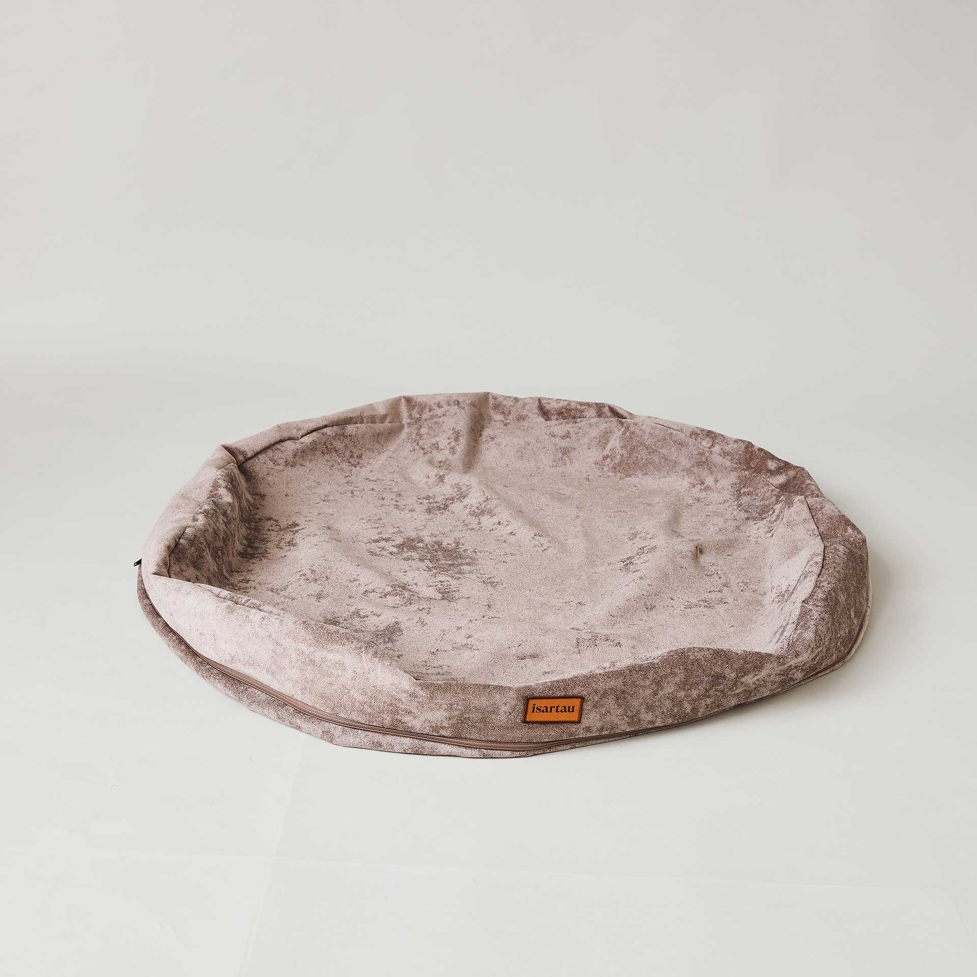 Wechselbezug für rundes orthopädisches Hundebett Bagelbettchen, Material Veloursstoff Taupe