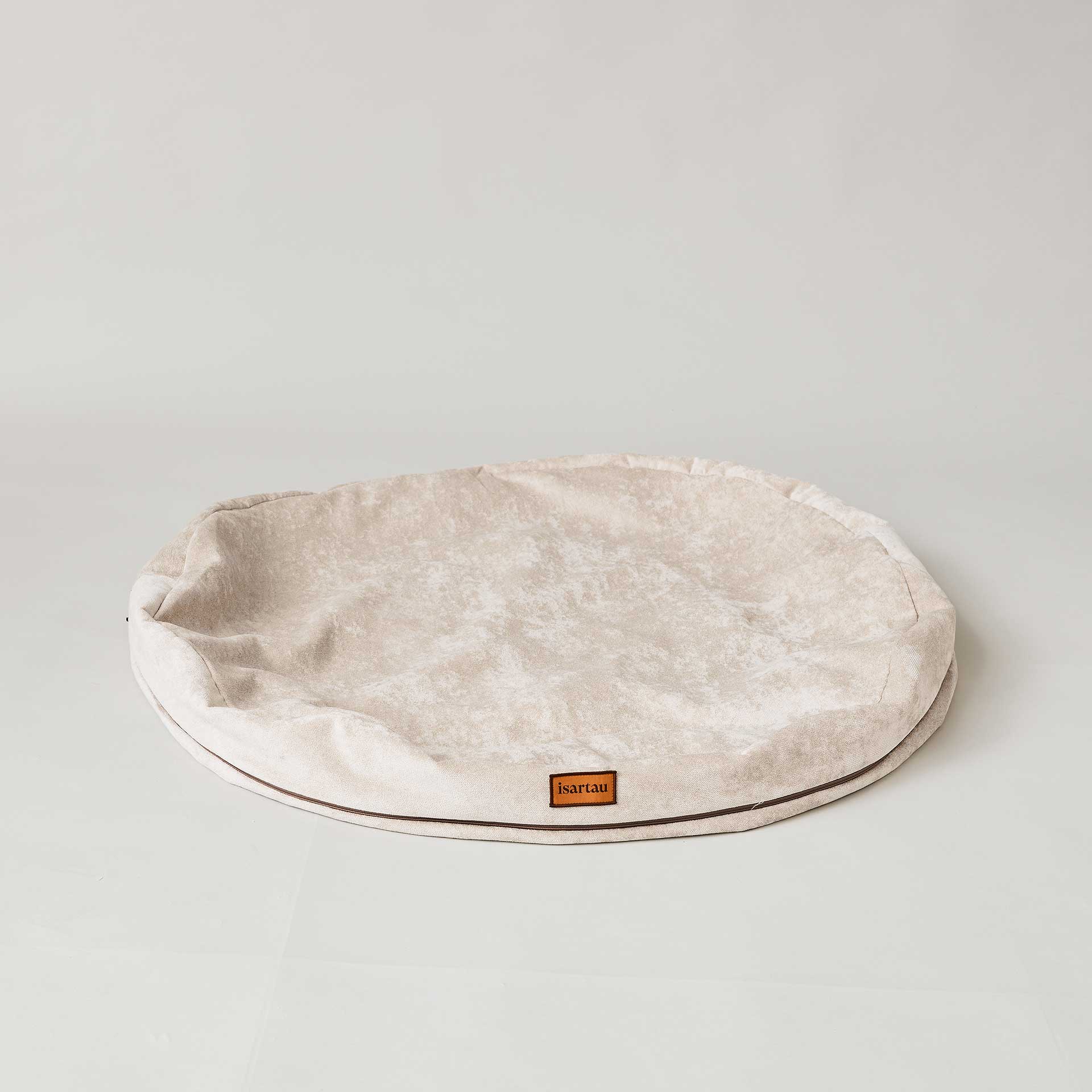 Wechselbezug für rundes orthopädisches Hundebett Bagelbettchen, Material Veloursstoff Beige