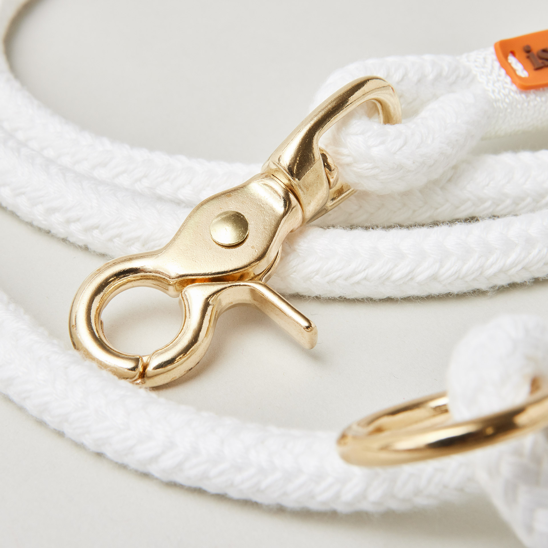 Detail Messing Scherenkarabiner, Tauleine Pure Breeze Weiß