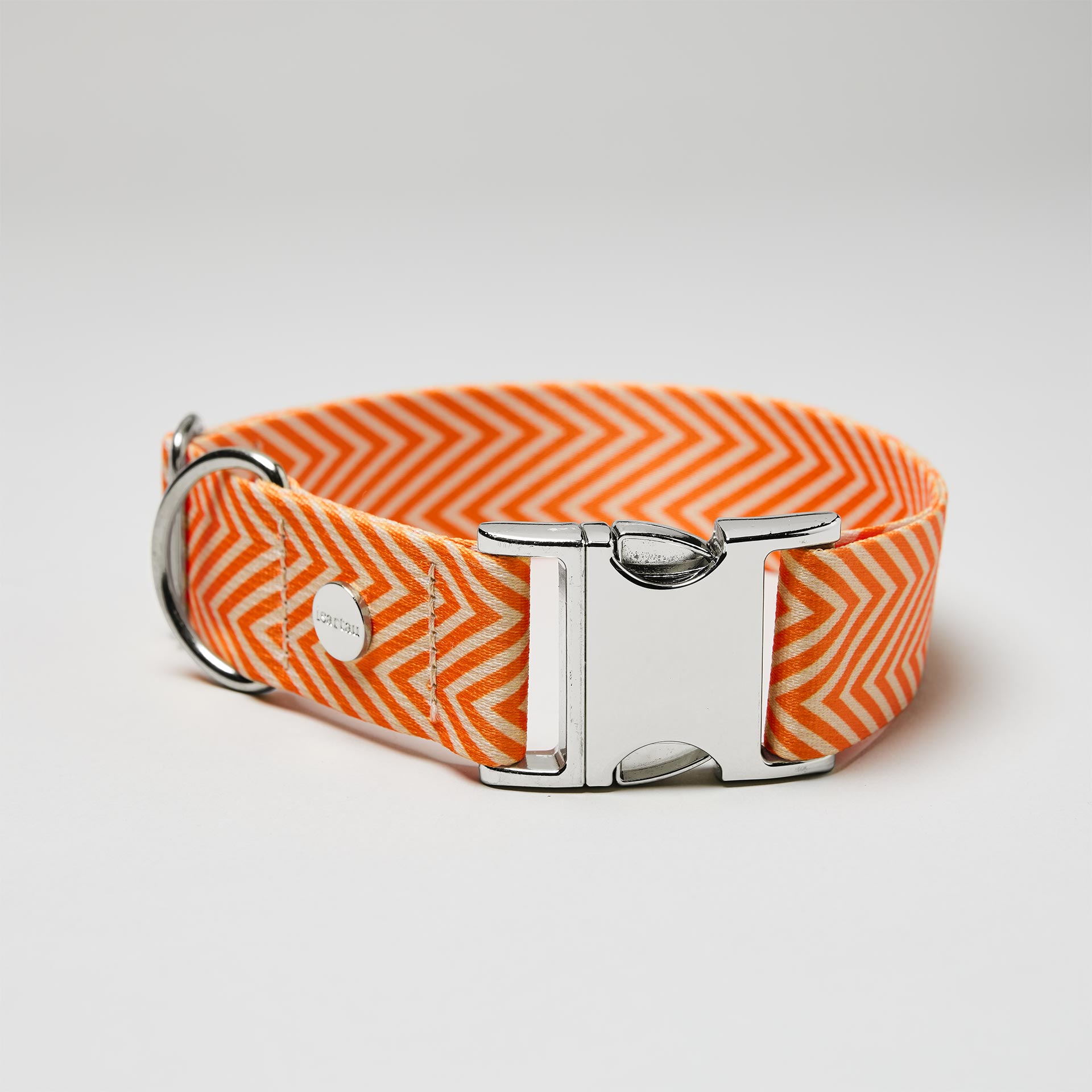 Verstellbares Halsband Tänzer silberfarben, Gurtband im Fischgrät Muster Beige Orange