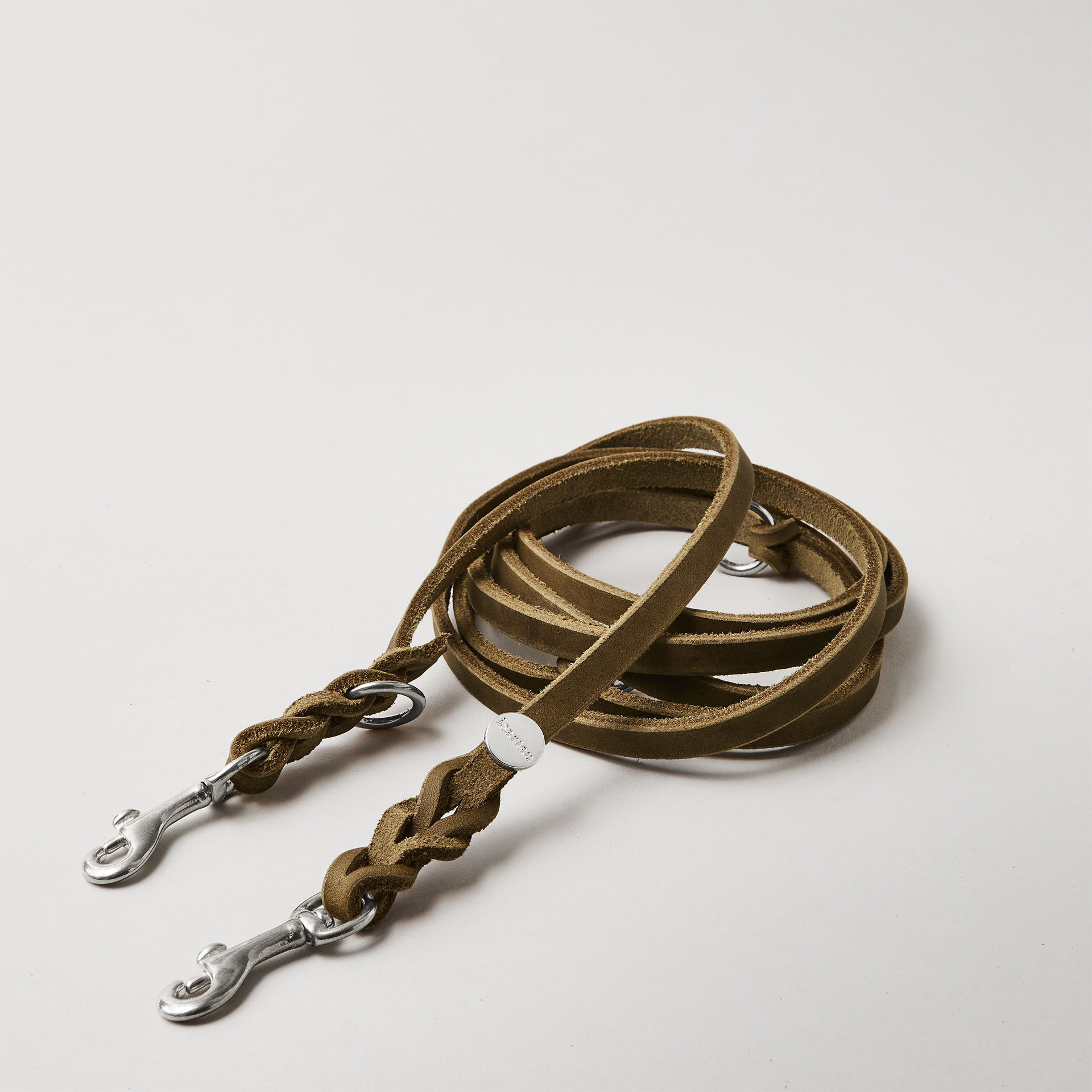 Lederleine PURE 250 cm, OLIV (Umhängeleine)