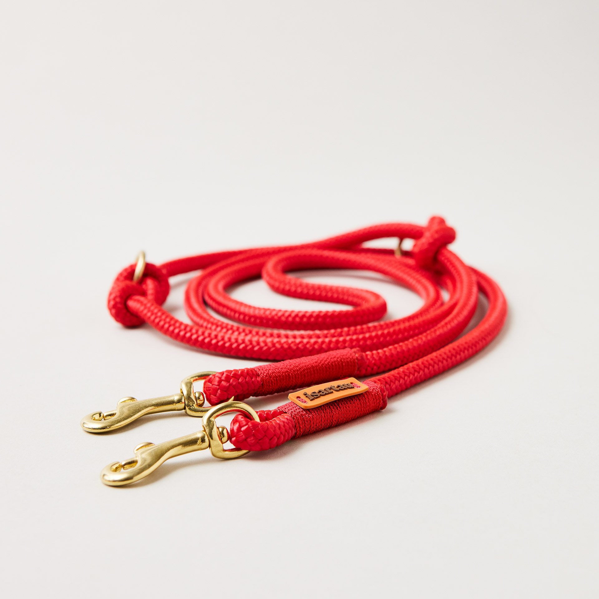 Tauleine Red Fairy Rot, verstellbar mit kleinen Messing-Karabinern, längenverstellbar über Knoten