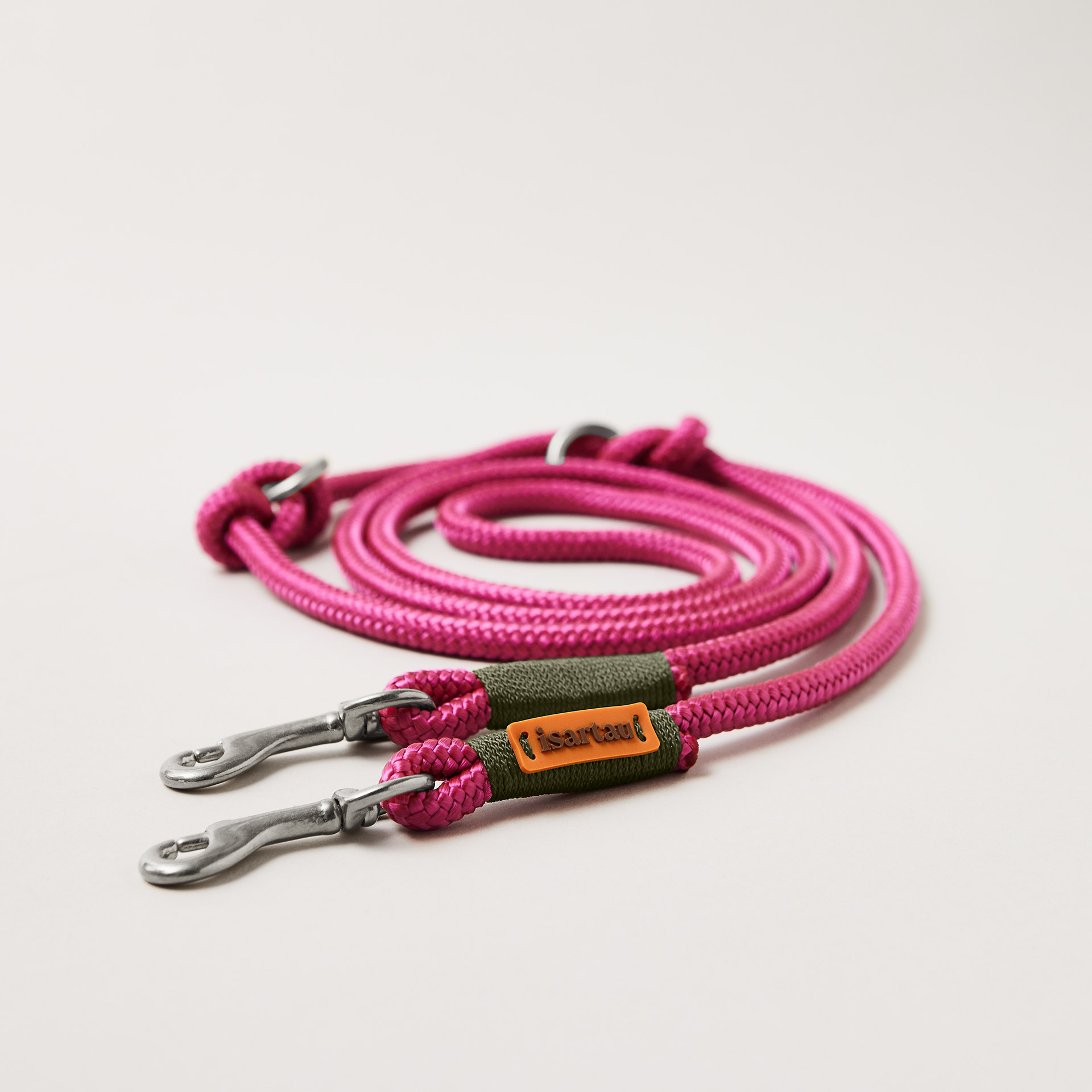 Tauleine Viva Magenta OLIV, verstellbar mit silberfarbenen Mini-Bolzenkarabinern, magentafarbenes Tau, oliver Takelung