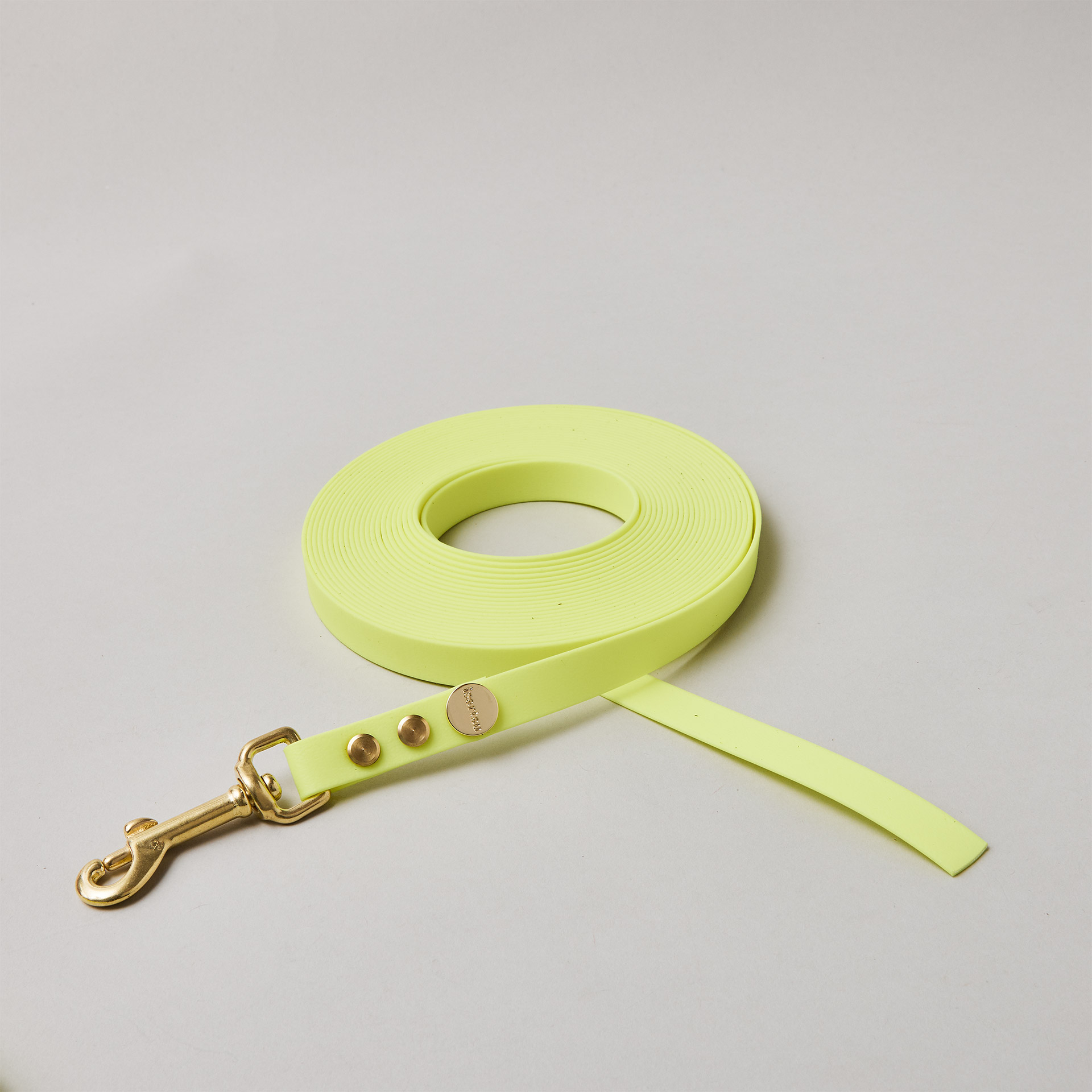 Schleppleine ohne Handschlaufe Neongelb, Bolzenkarabiner aus Messing
