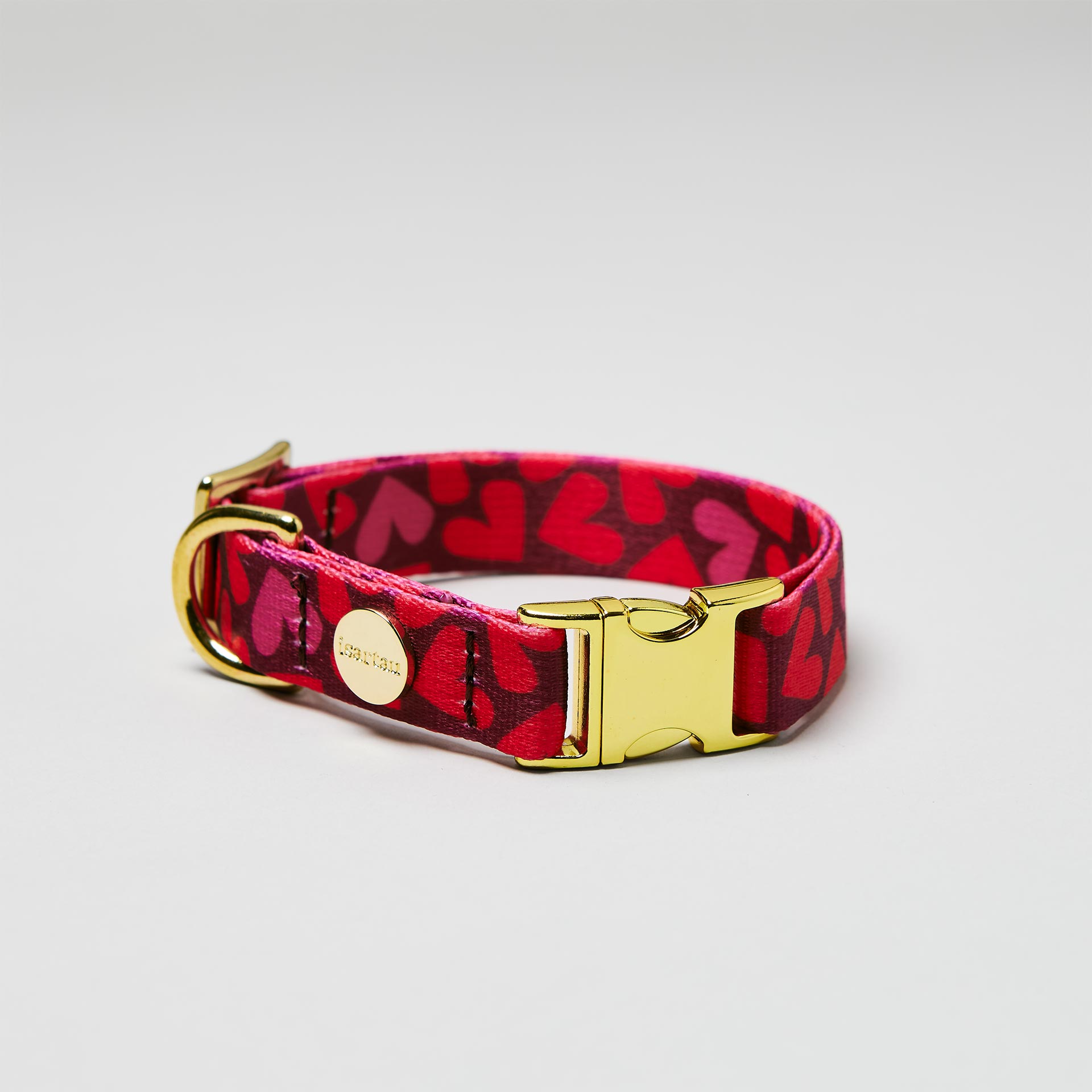 Verstellbares Designerhalsband Herzklopfen mit goldfarbener Steckschließe