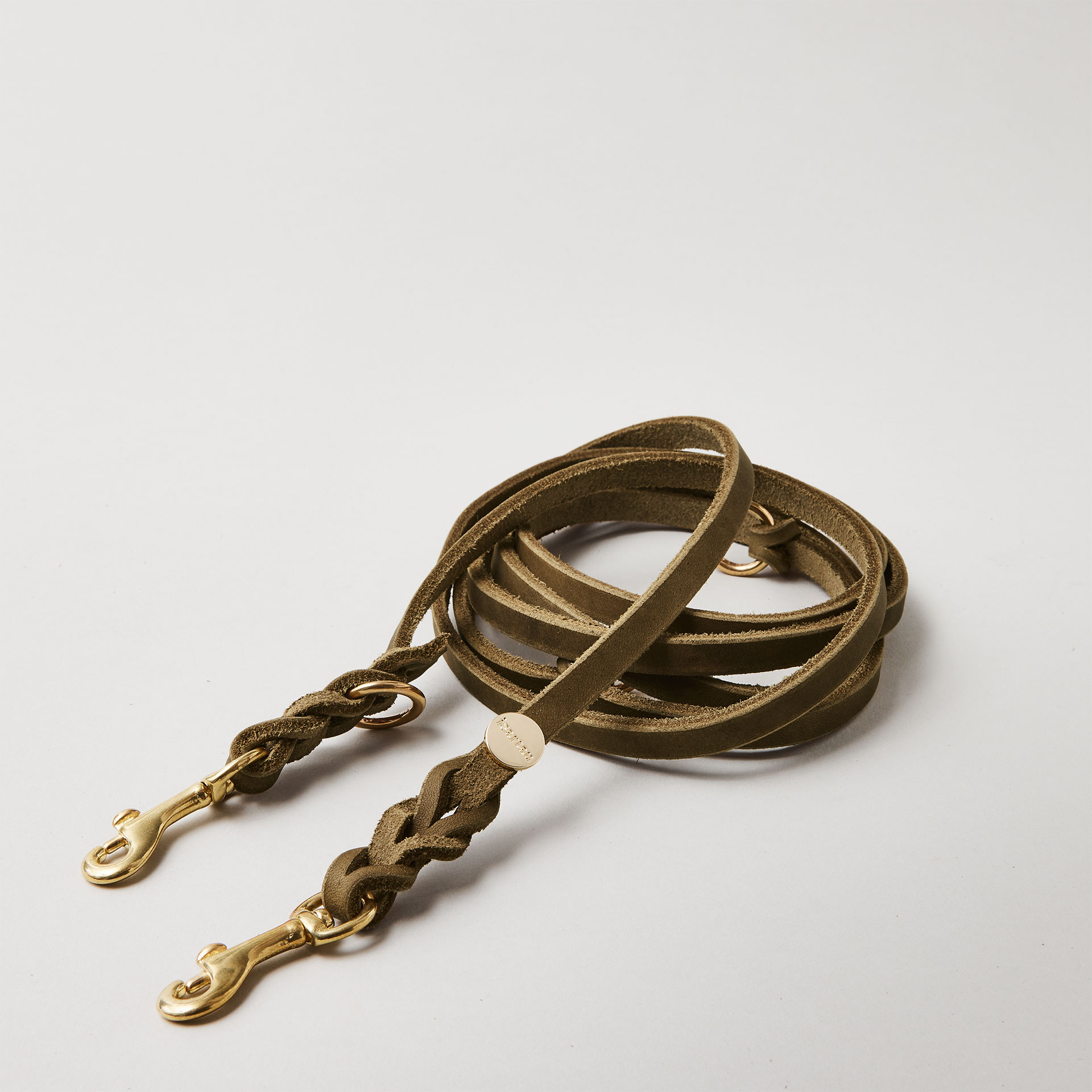 Lederleine PURE 250 cm, OLIV (Umhängeleine)