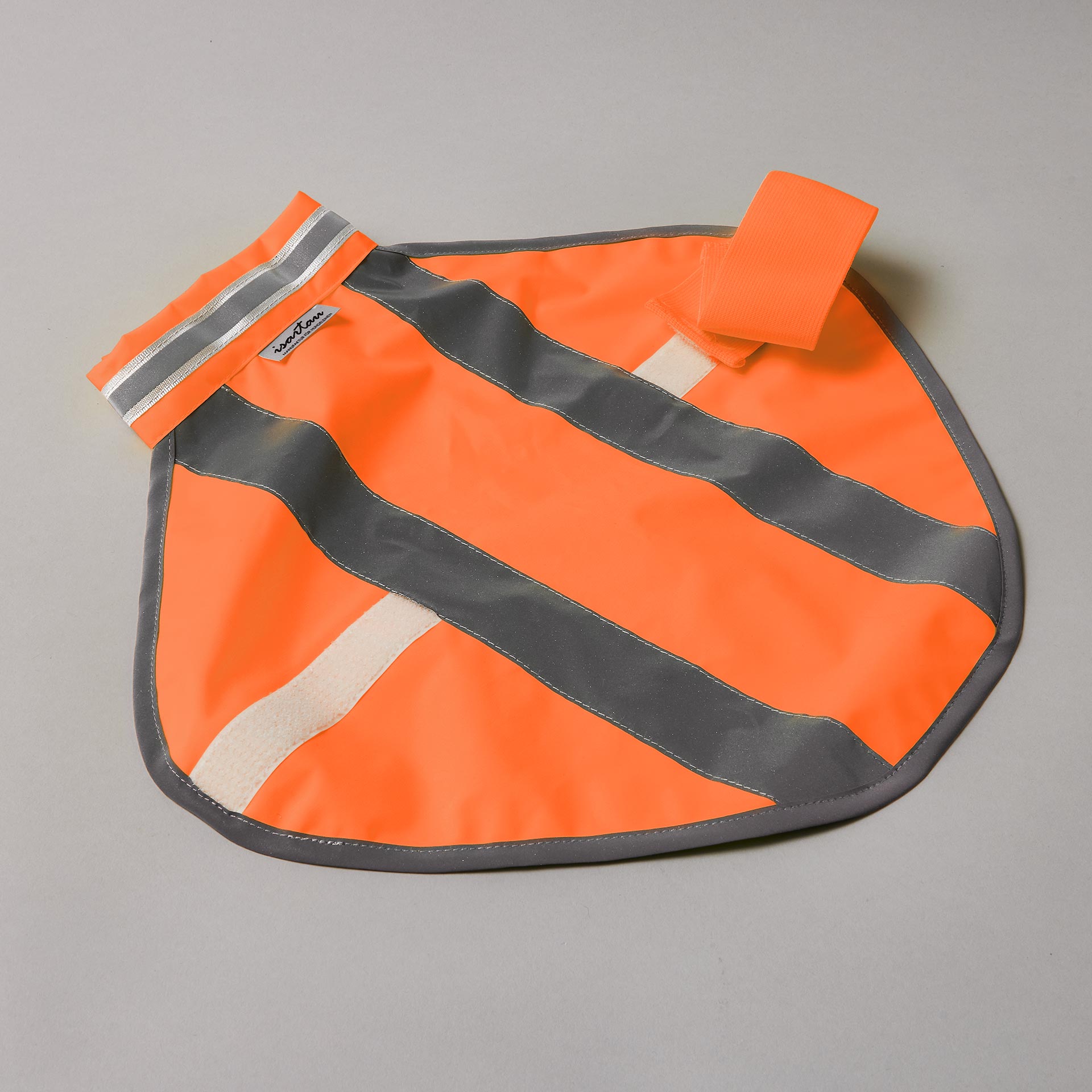 Neonorangene Warnweste mit Klettverschluss, KLetterverschluss geöffnet