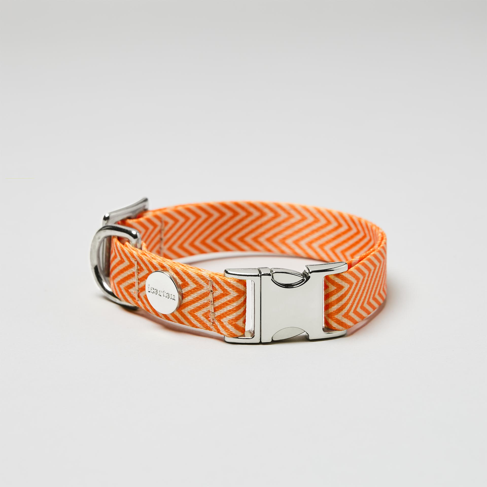 Verstellbares Halsband Design Tänzer silberfarbene Schließe, Gurtband mit Fischgrät Muster