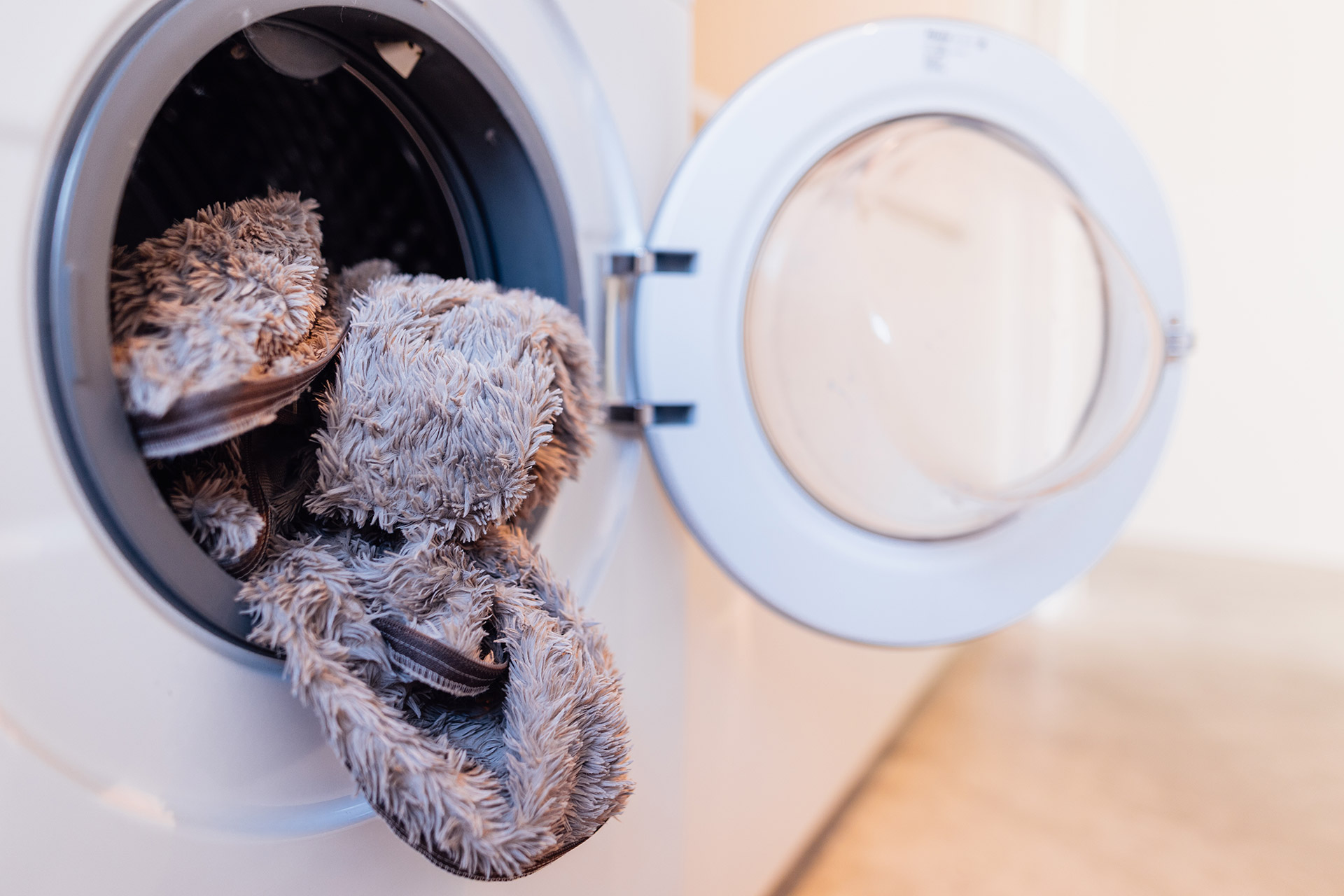 Außenbezug Bagelbettchen  ist in der Waschmaschine, maschinenwaschbar bei 30 Grad