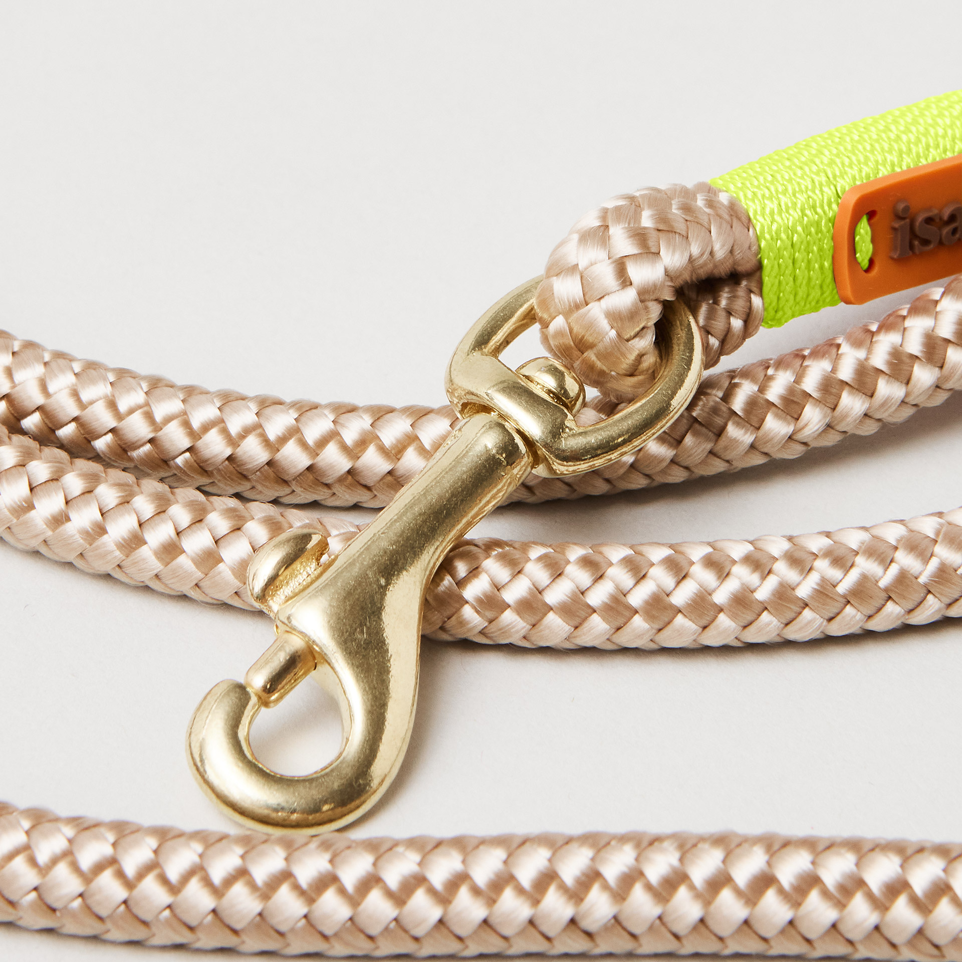 Mini Bolzenkarabiner in Messing an Tauleine Wood Owl Neongelb