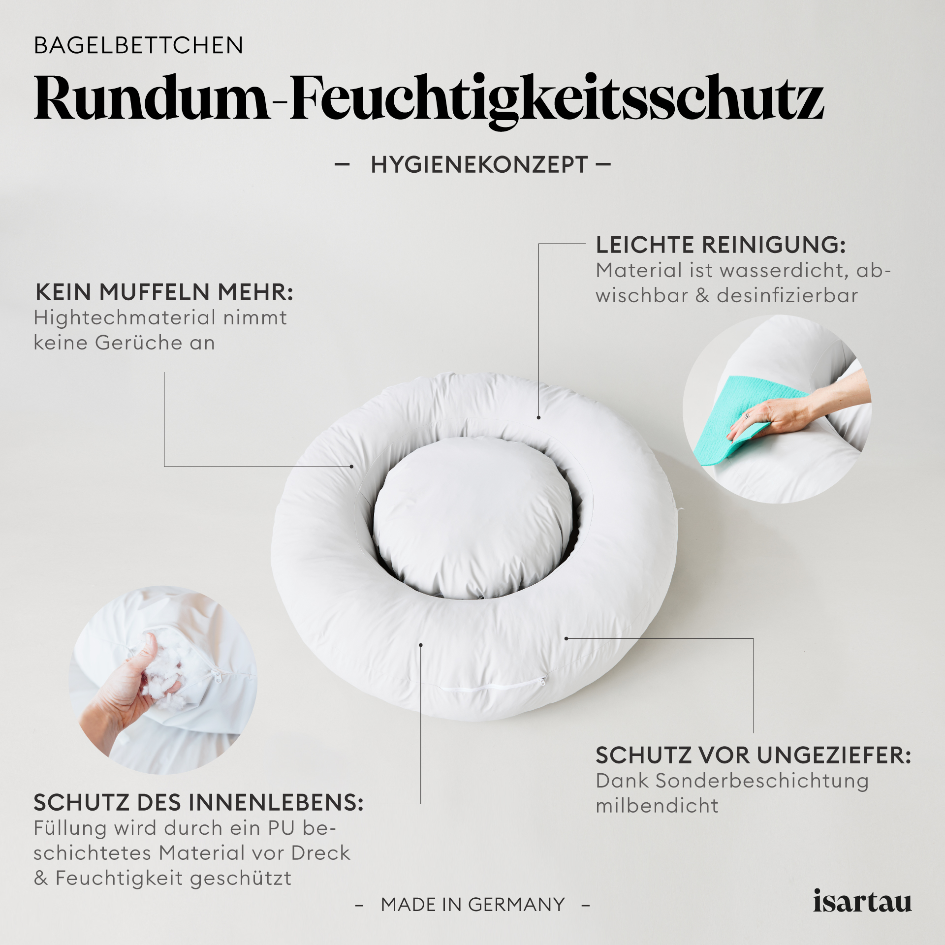Hundebett Bagelbettchen ohne Schmusebezug, Hightechmaterial abwischbar, desinfizierbar