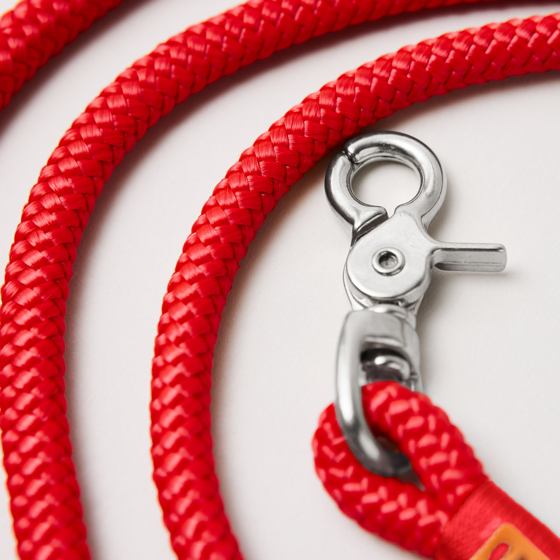 Scherenkarabiner an roter Tauleine, 10mm Taustärke, Red Fairy Rot