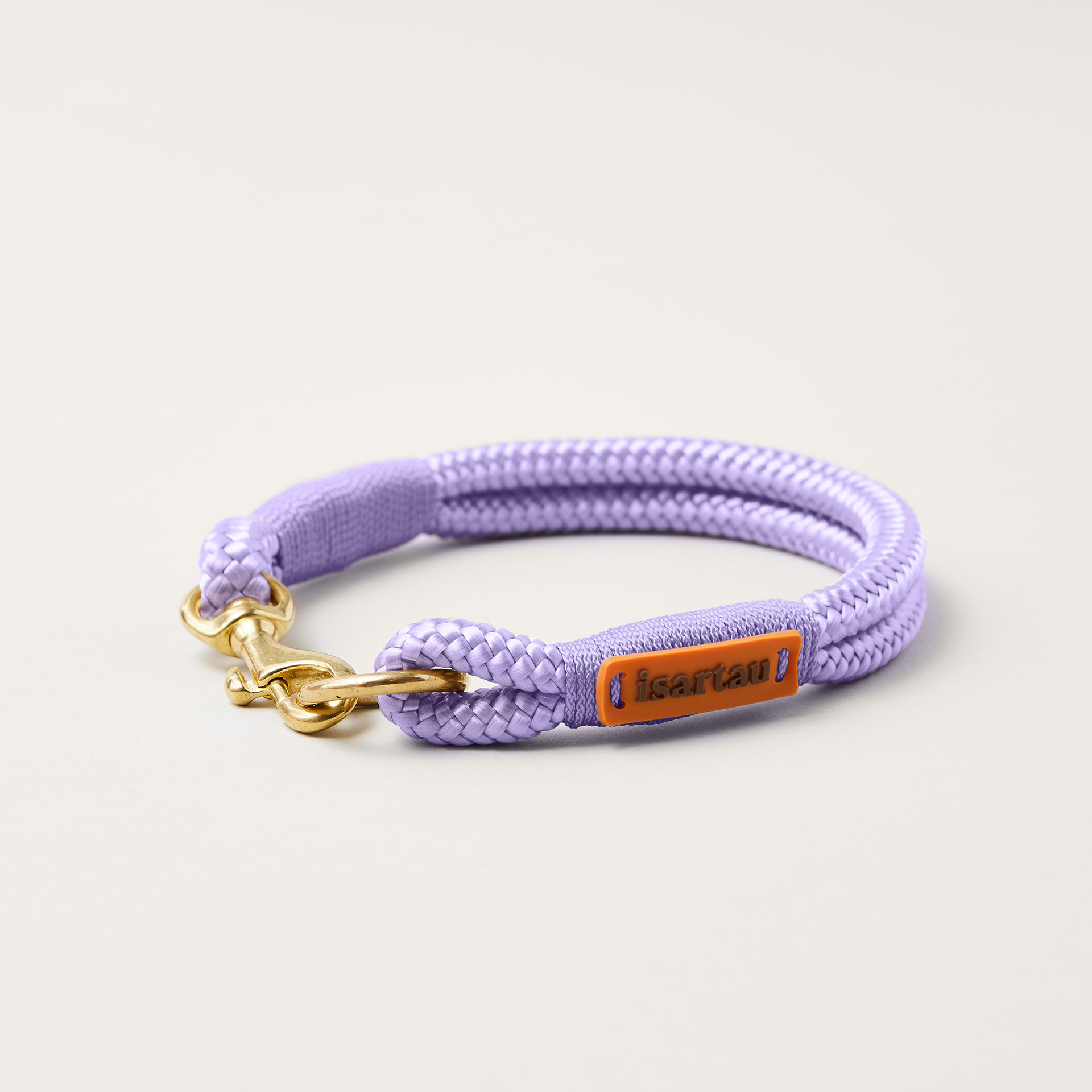 Tauhalsband Feste Halsung Very Peri Lavendel 8 mm, Messing-Beschläge, lavendelfarbenes Tau und Takel