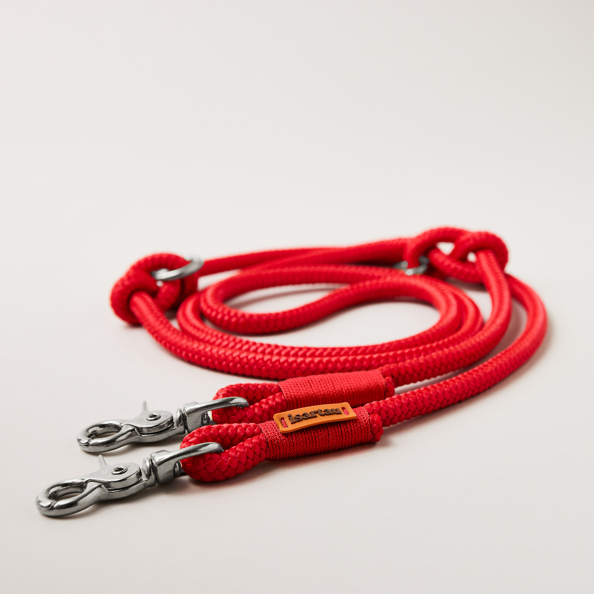 Hundeleine Red Fairy Rot, verstellbar mit silberfarbenen Karabinern